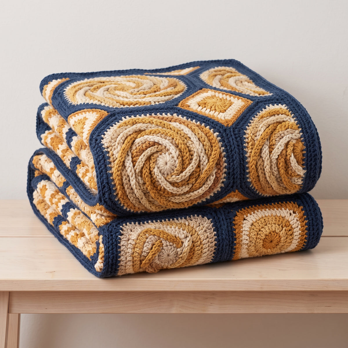Spiral Motif Crochet Afghan Pattern | Optical Swirl Blanket with Square Fillers | 42 x 60.5 in | Instant Download PDF Pattern