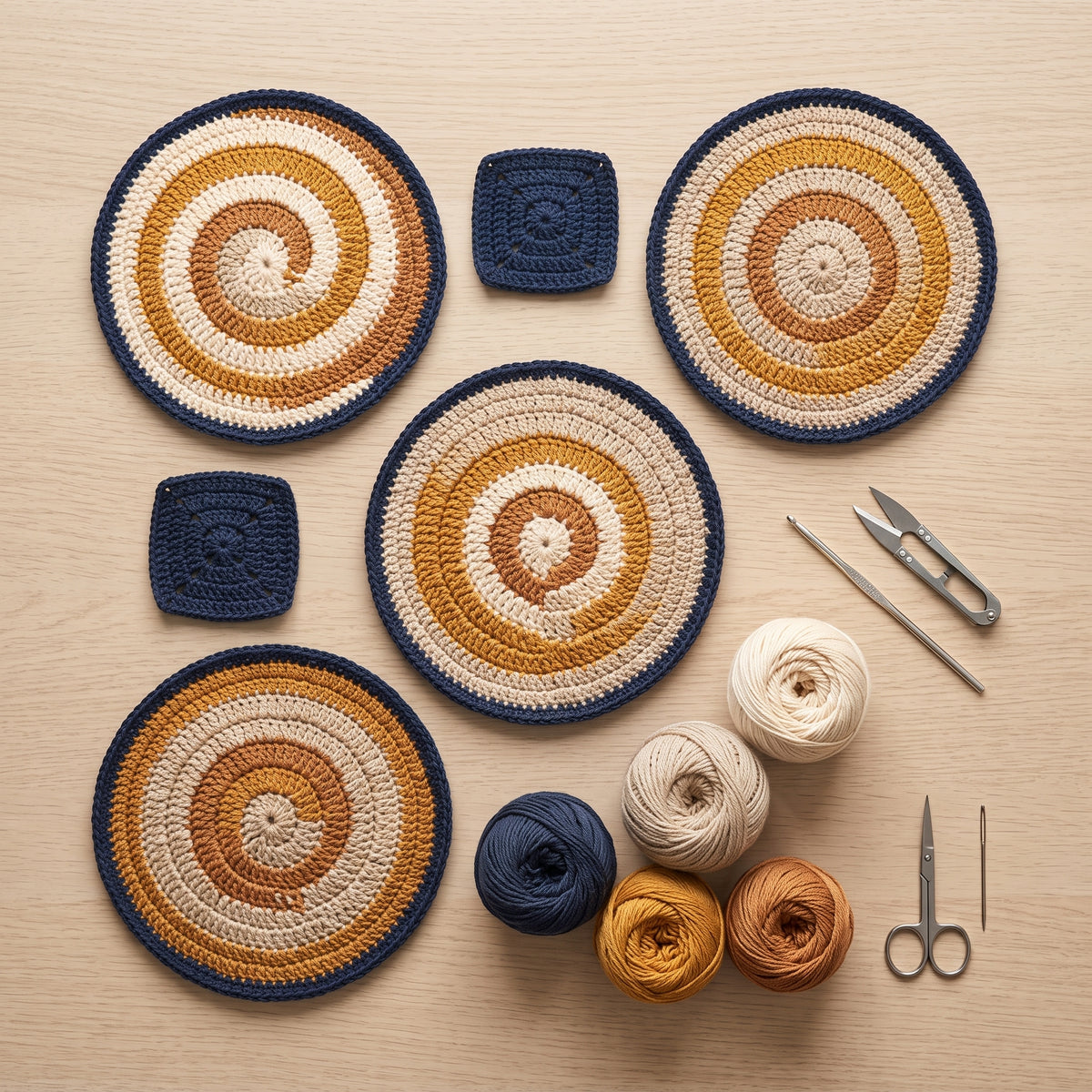 Spiral Motif Crochet Afghan Pattern | Optical Swirl Blanket with Square Fillers | 42 x 60.5 in | Instant Download PDF Pattern