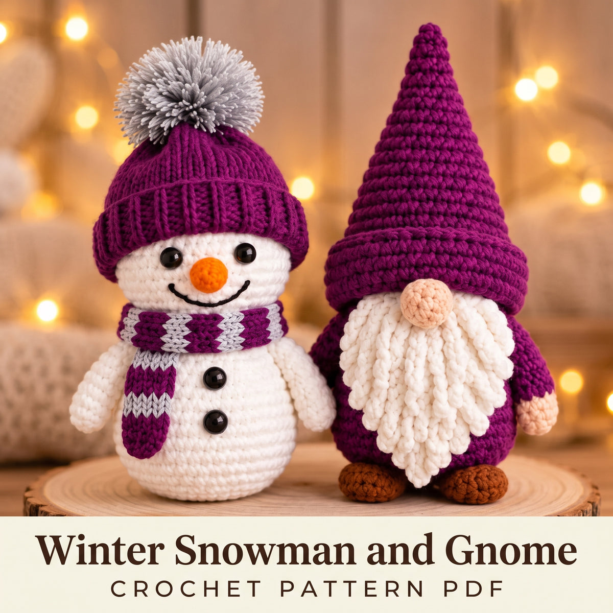 Snowman and Gnome Crochet Pattern Bundle PDF, Winter Amigurumi, Christmas Gnome with Loop Beard, Easy Holiday Decor