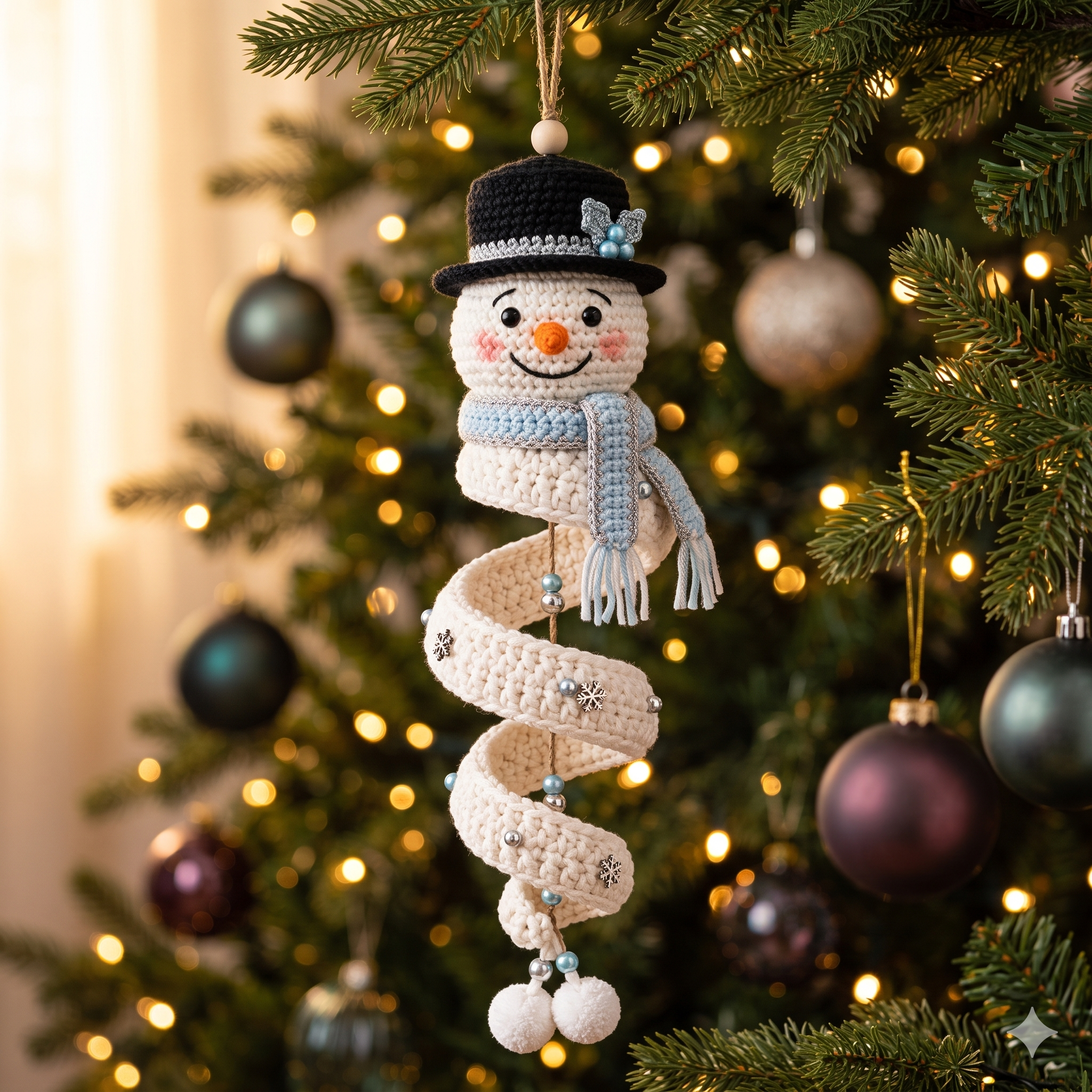 Spinning Snowman Crochet Pattern PDF | Christmas Amigurumi Ornament, Twister Snowman Holiday Decor, Beginner, US Terms, Instant Download