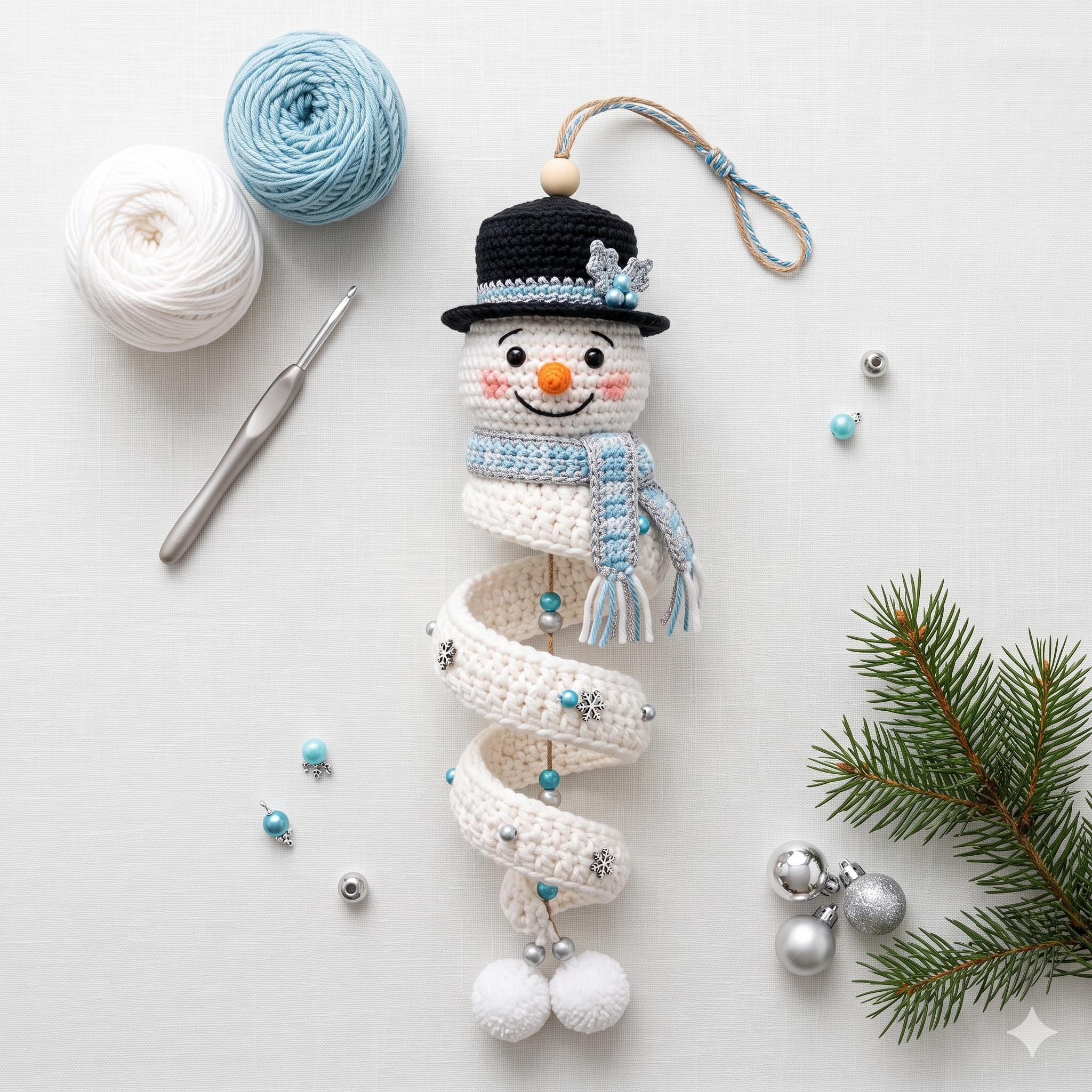Spinning Snowman Crochet Pattern PDF | Christmas Amigurumi Ornament, Twister Snowman Holiday Decor, Beginner, US Terms, Instant Download
