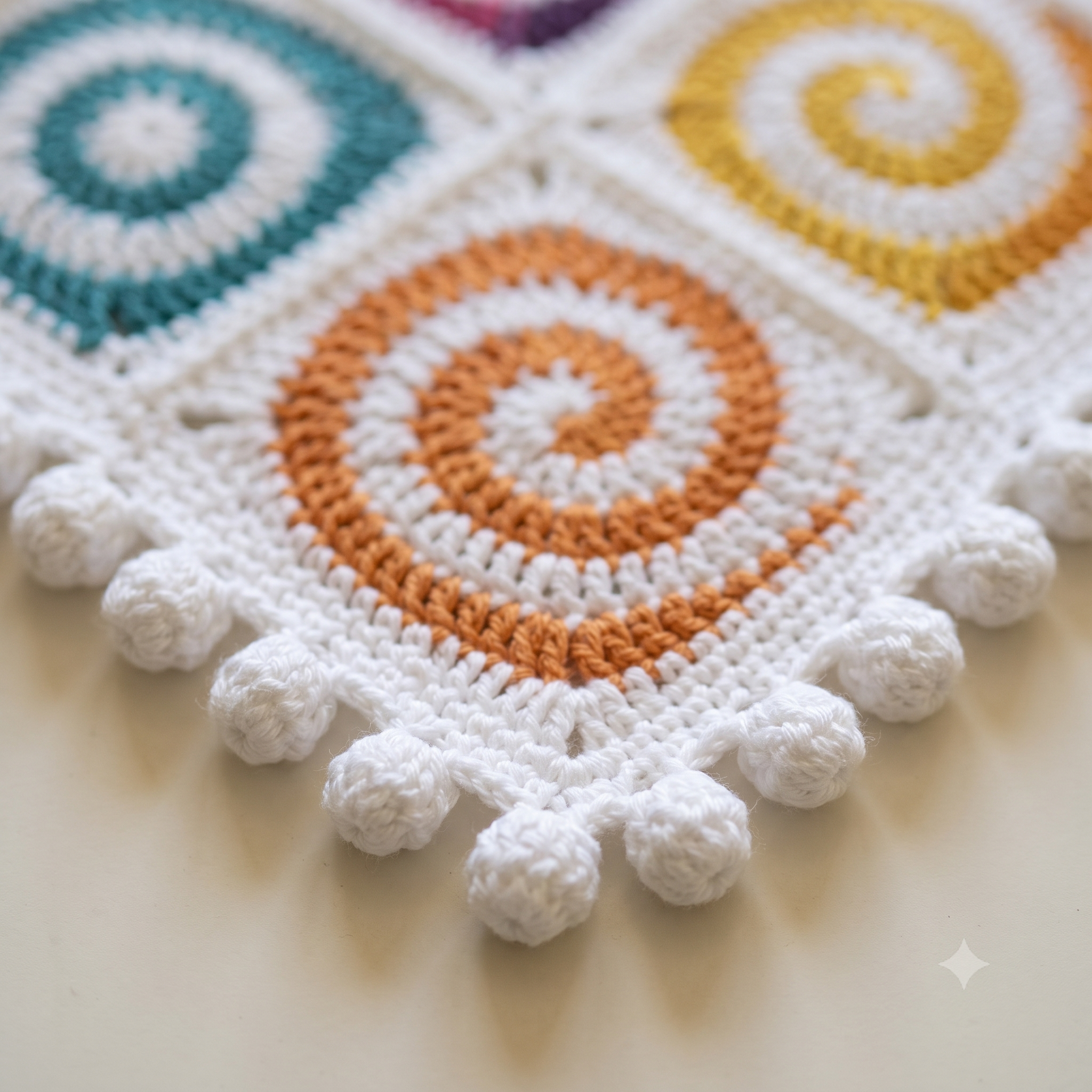 Spiral Granny Square Baby Blanket Crochet Pattern PDF | Join As You Go Blanket | Pom Pom Edging | DK Weight | Instant Download