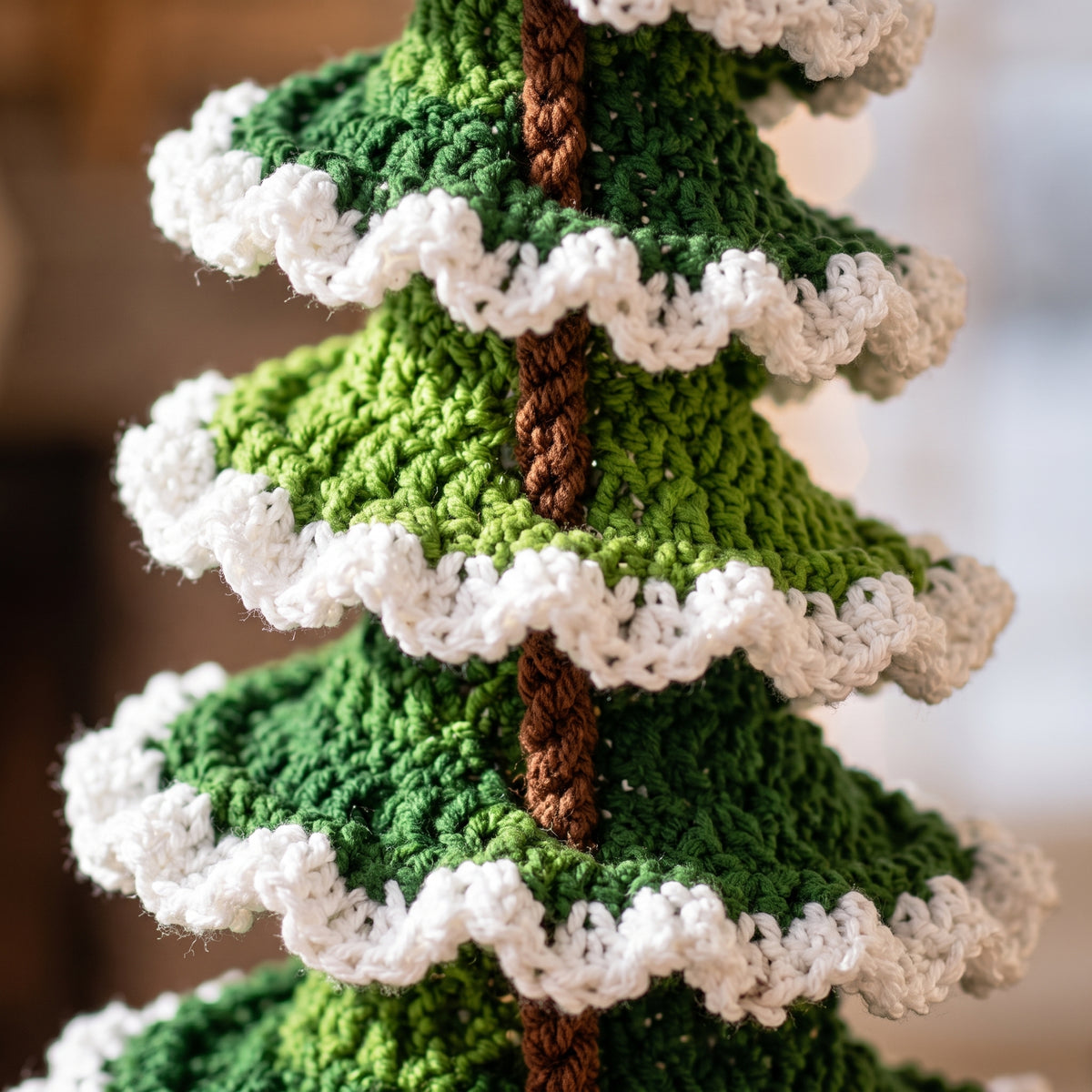Crochet Christmas Tree Ornament Pattern | Ruffled Spiral Tree Wind Spinner that Turns | US Terms | Instant Download PDF