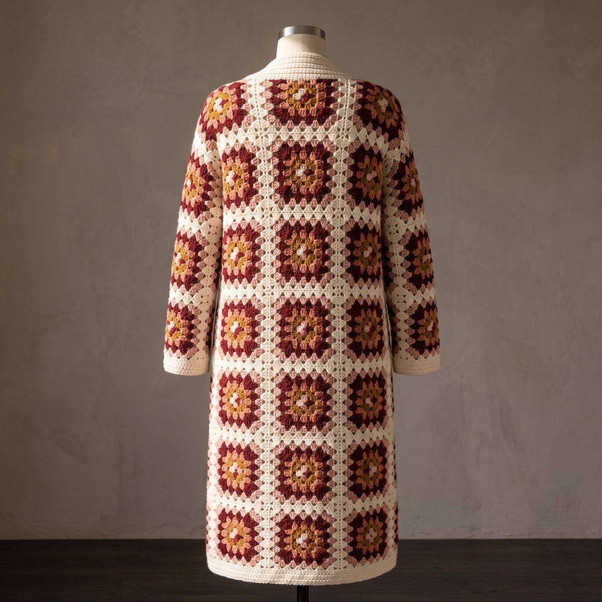 Granny Square Duster Crochet Pattern PDF | Long Cardigan Coatigan, XS to 5XL, Boho Vintage Style