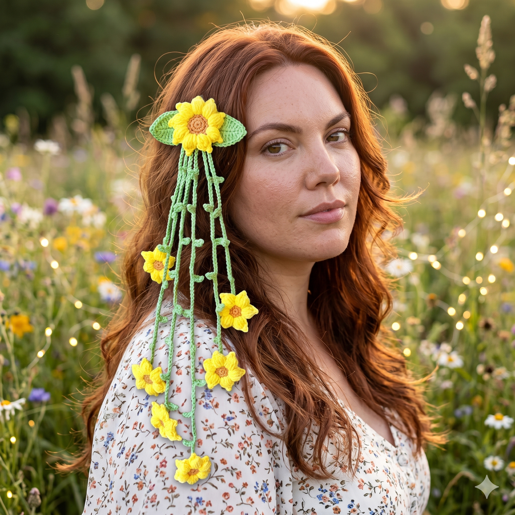 Sunflower Fairy Hair Clip Crochet Pattern PDF | Floral Hair Accessory Tutorial | Instant Digital Download