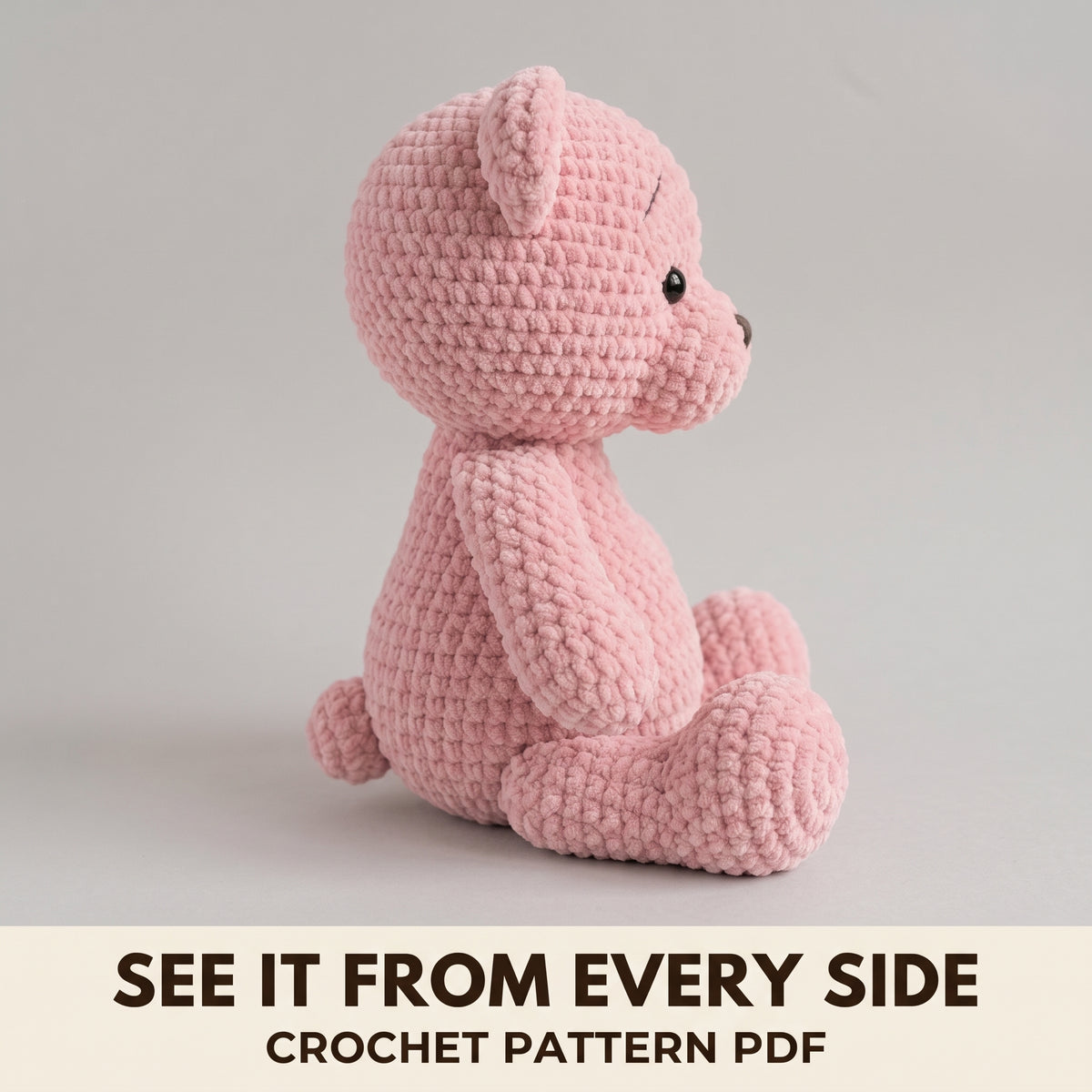 Teddy Bear Crochet Pattern PDF, Plush Amigurumi Bear in Chenille Yarn, Easy Baby Shower Gift, US Term