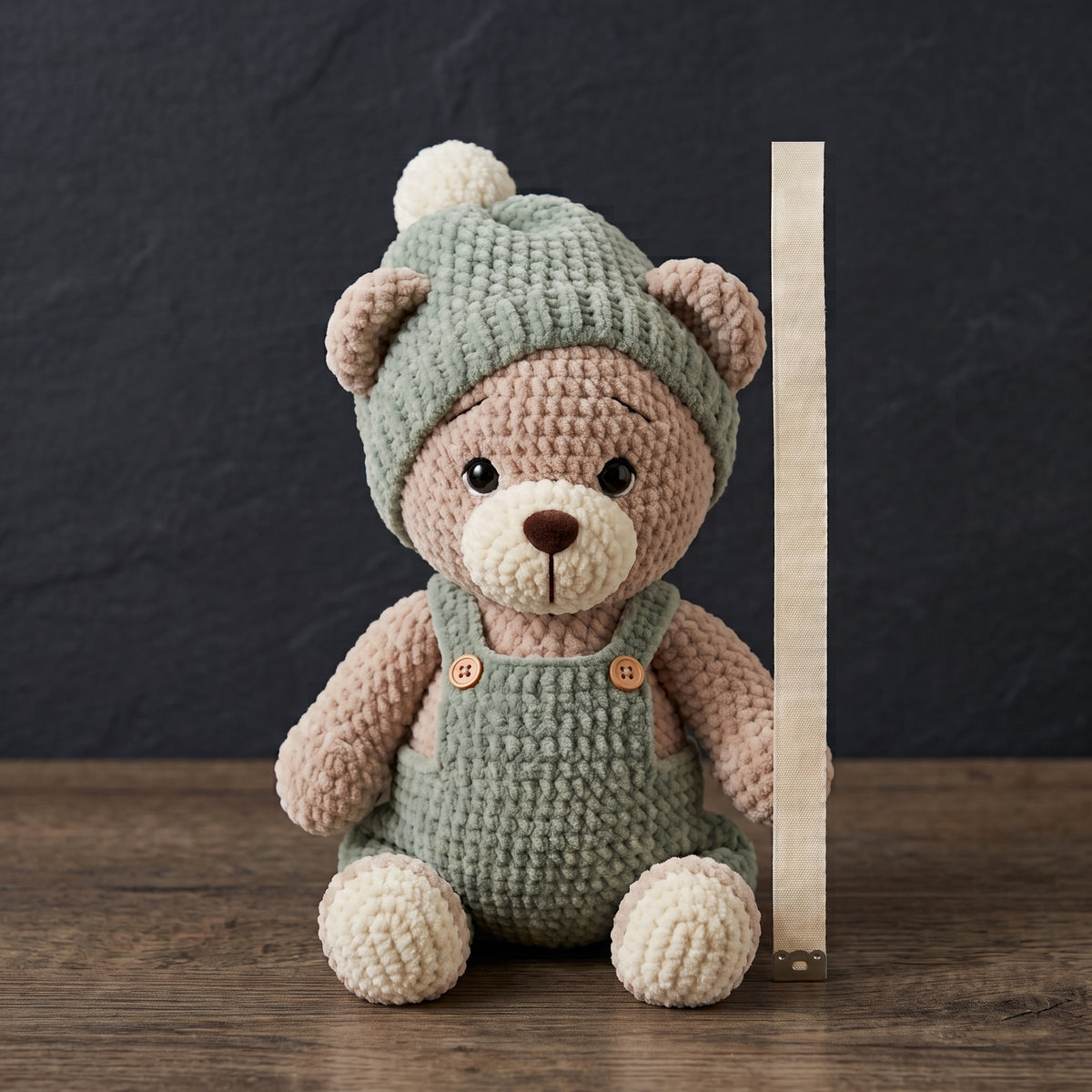 Teddy Bear Crochet Pattern PDF with Overalls & Beanie, Amigurumi