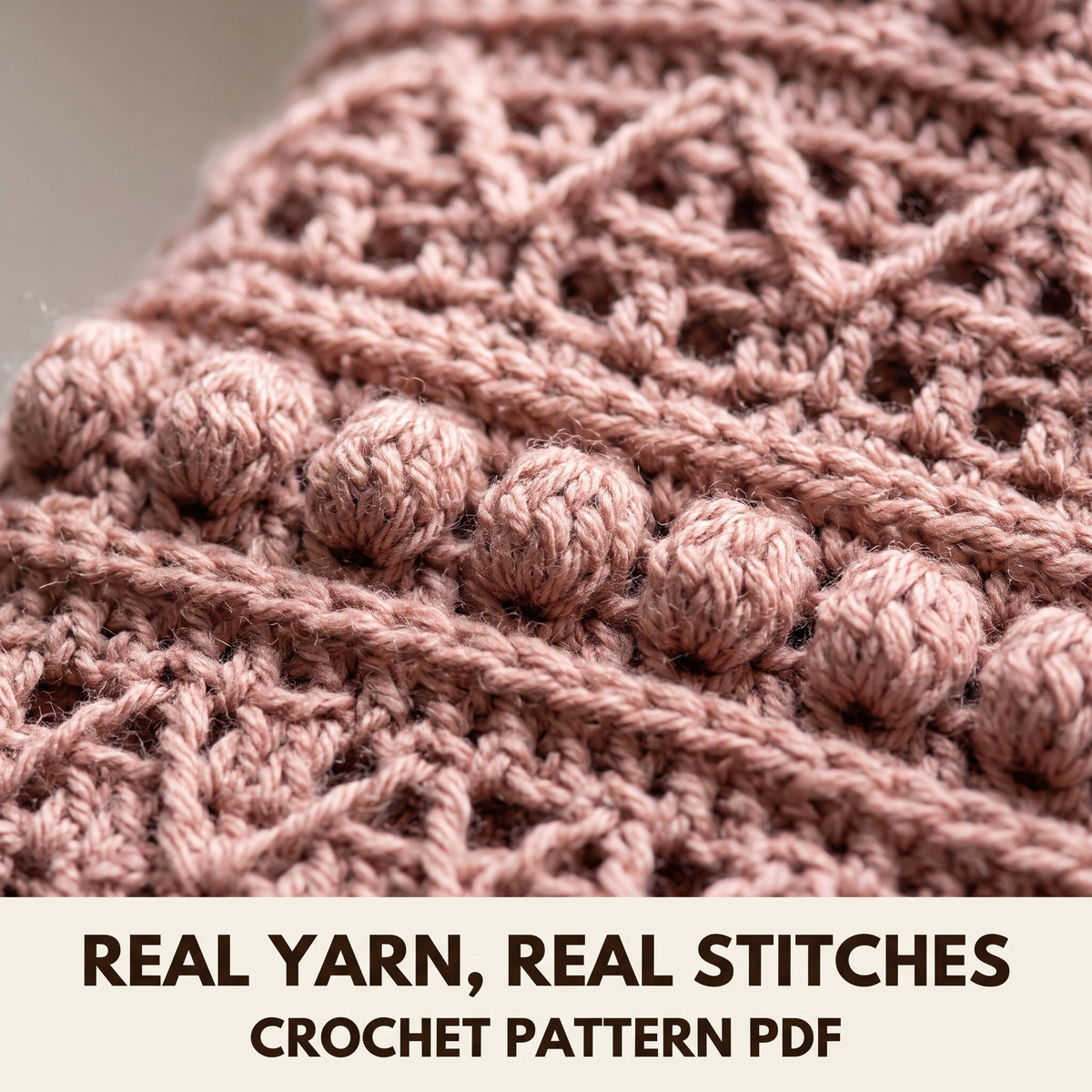 Textured Crochet Cardigan Pattern PDF, Popcorn and Diamond Stitch Open Front Cardigan, Sizes S to 2XL