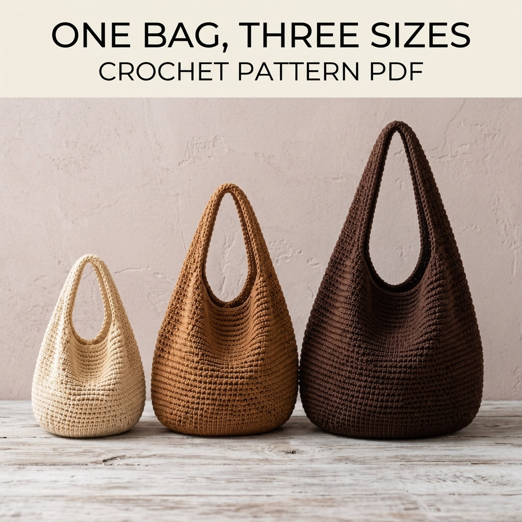 Slouchy Hobo Bag Crochet Pattern PDF - Teardrop Shoulder Bag