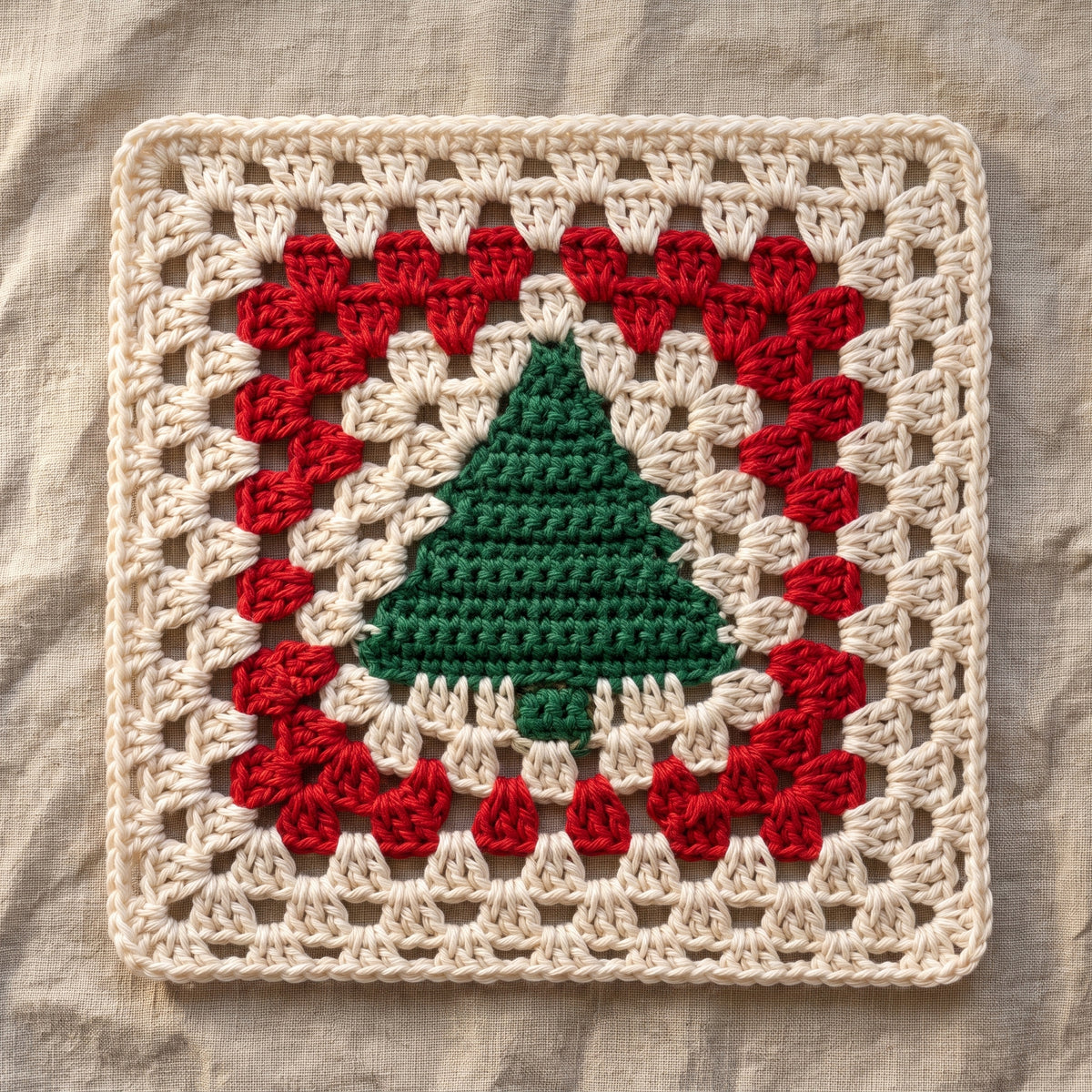 Christmas Tree Granny Square Crochet Pattern PDF | Festive Motif for Blankets & Afghans, US Terms