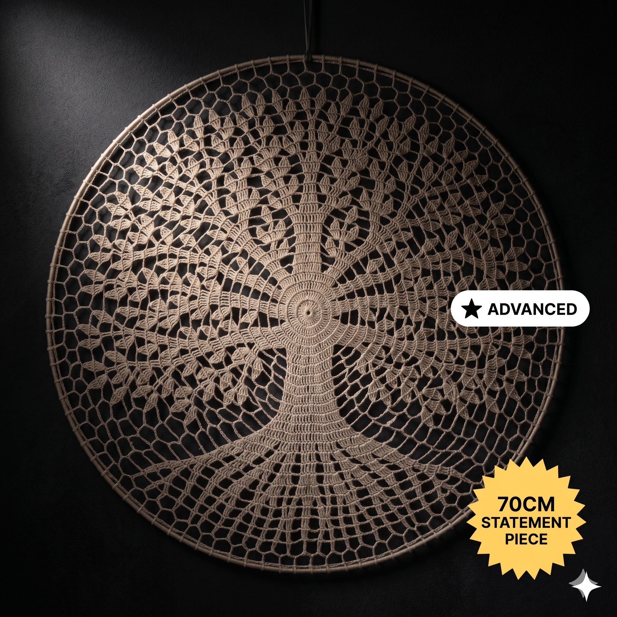 Tree of Life Mandala Crochet Pattern PDF, 70cm 28in Wall Hanging, English Only, Diagram, No Written Pattern