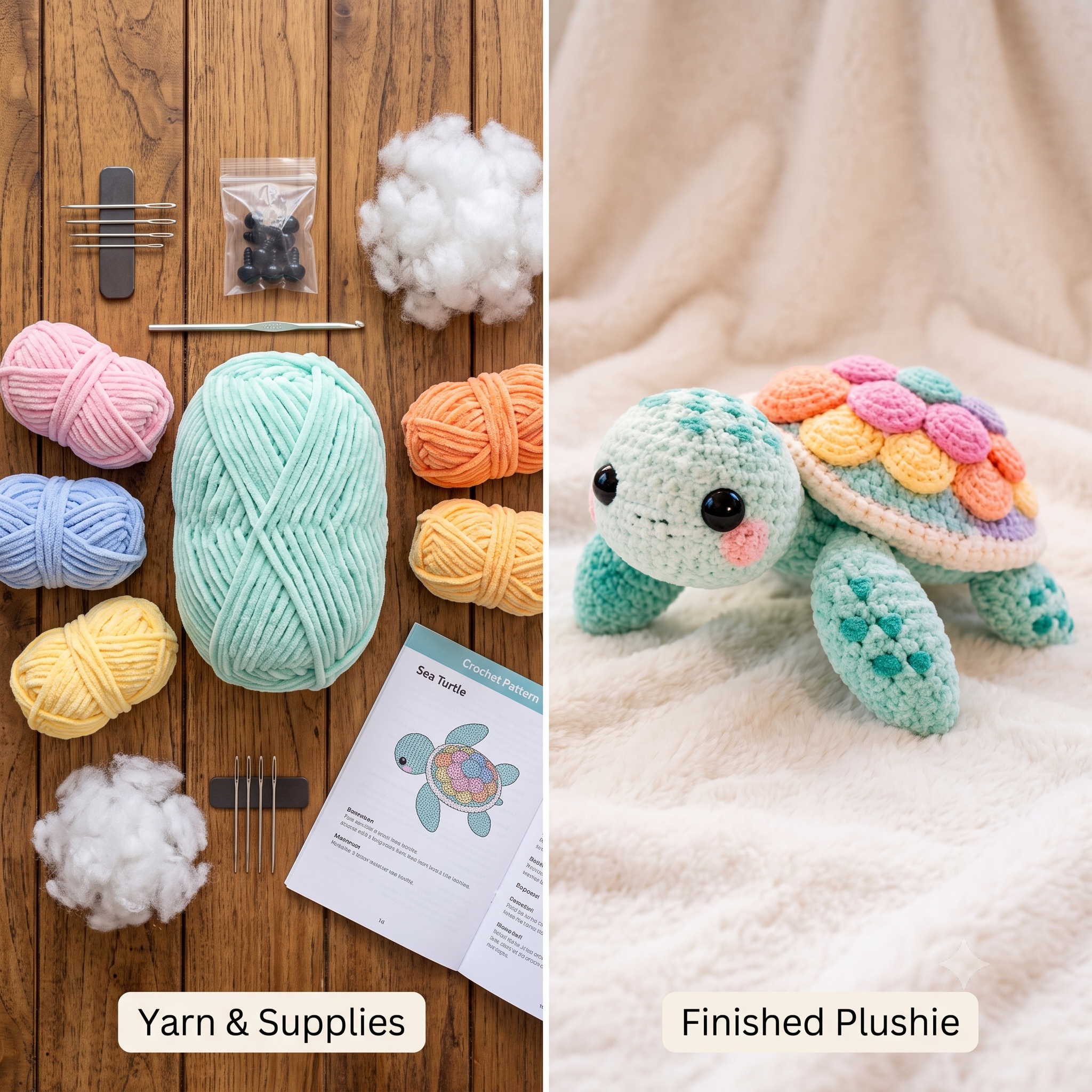 Amigurumi Turtle Pattern Crochet PDF Download, Stuffed Baby Sea Turtle Plushie, Easy Beginner Friendly, Pastel Nursery Decor, Handmade Gift
