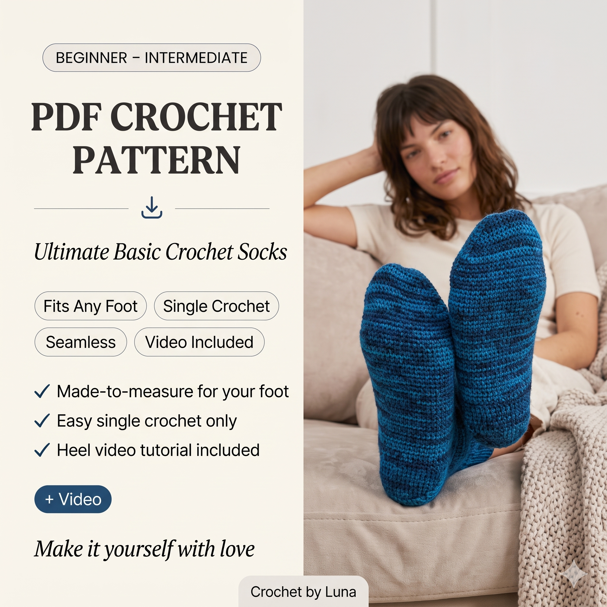 Ultimate Basic Socks — Crochet Pattern (PDF) | Made-to-Measure Everyday Socks