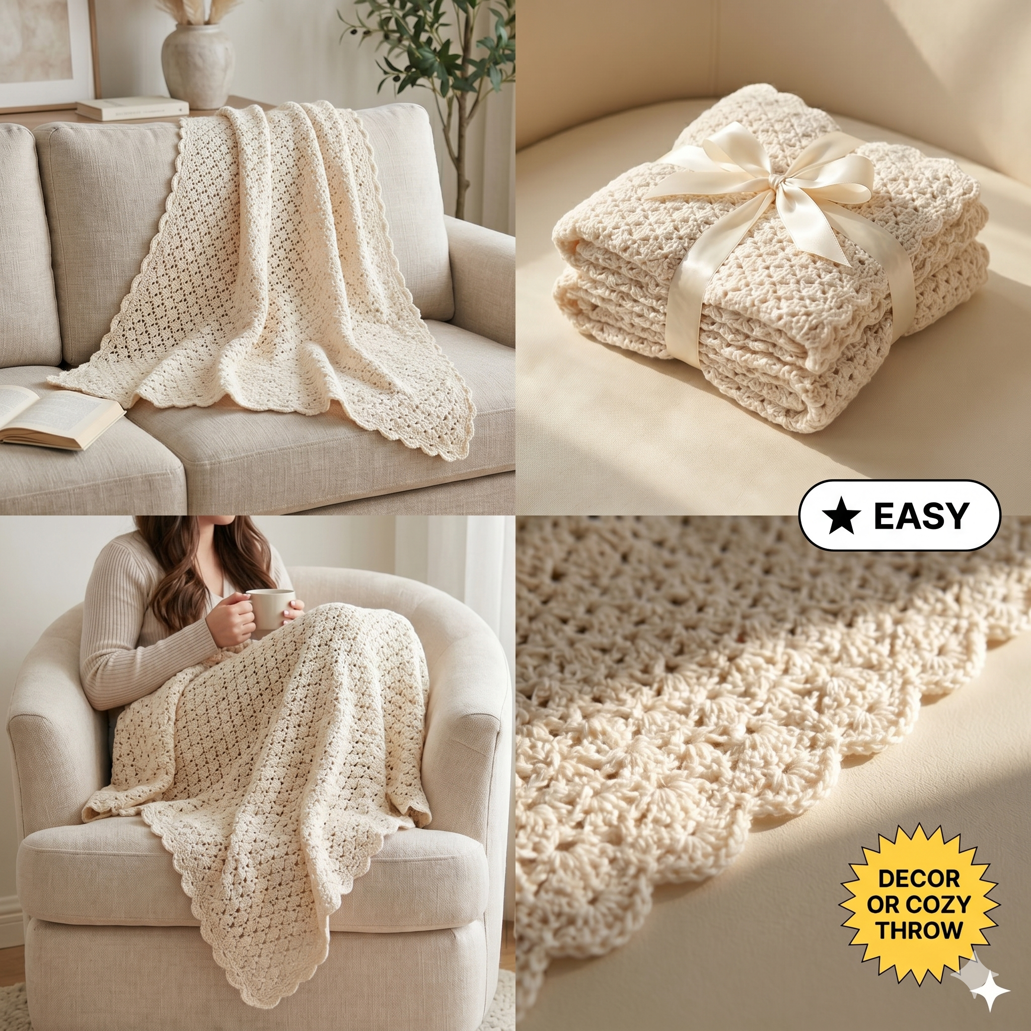 CROCHET PATTERN | Vintage-inspired throw blanket | feminine lacy blanket | Downton Abbey