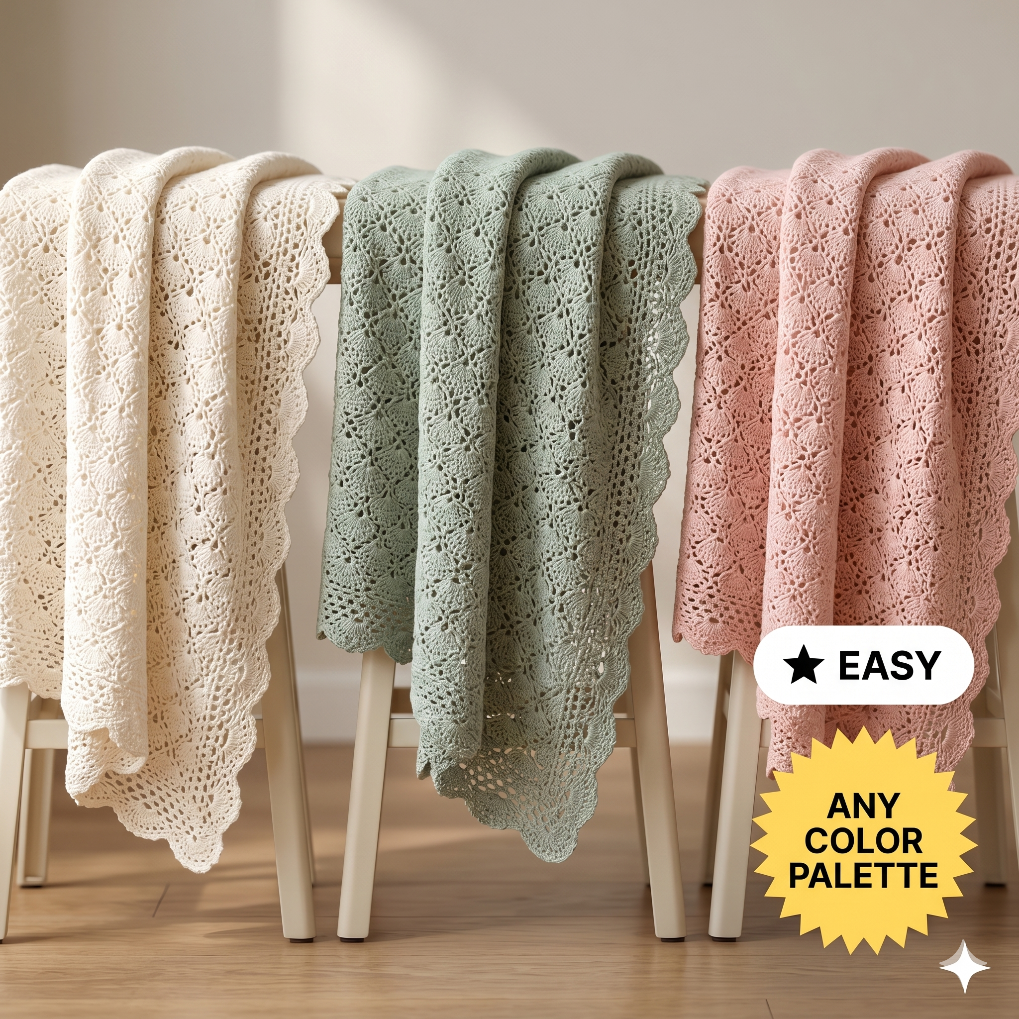 CROCHET PATTERN | Vintage-inspired throw blanket | feminine lacy blanket | Downton Abbey