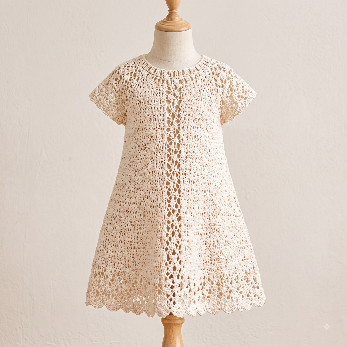 Crochet Girls Dress Pattern | Heirloom Lace Dress with Scalloped Hem | Sizes 1-8 Years | Flower Girl Dress | Instant Download PDF