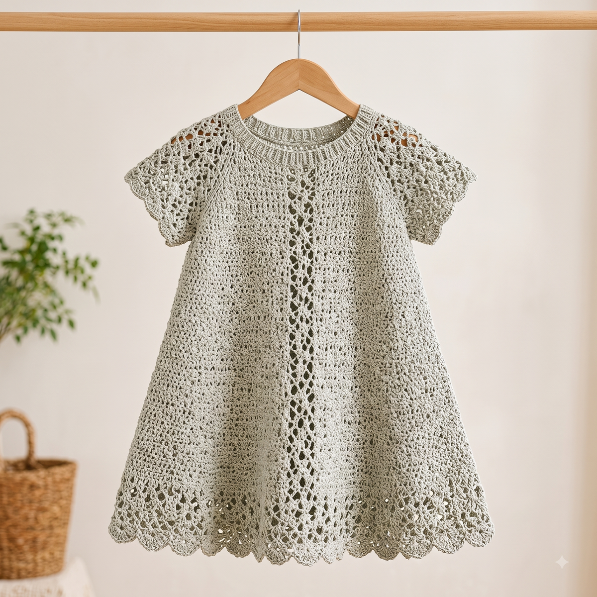 Crochet Girls Dress Pattern | Heirloom Lace Dress with Scalloped Hem | Sizes 1-8 Years | Flower Girl Dress | Instant Download PDF