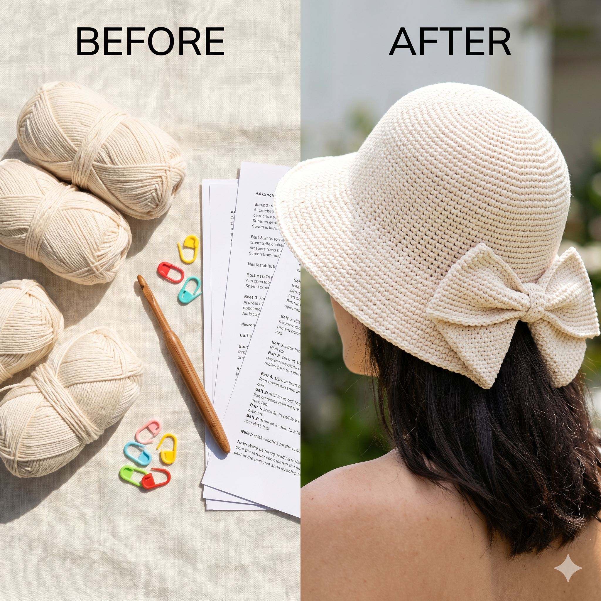 Vintage Bow Hat — Crochet Pattern (PDF) | Summer Sun Hat with Bow