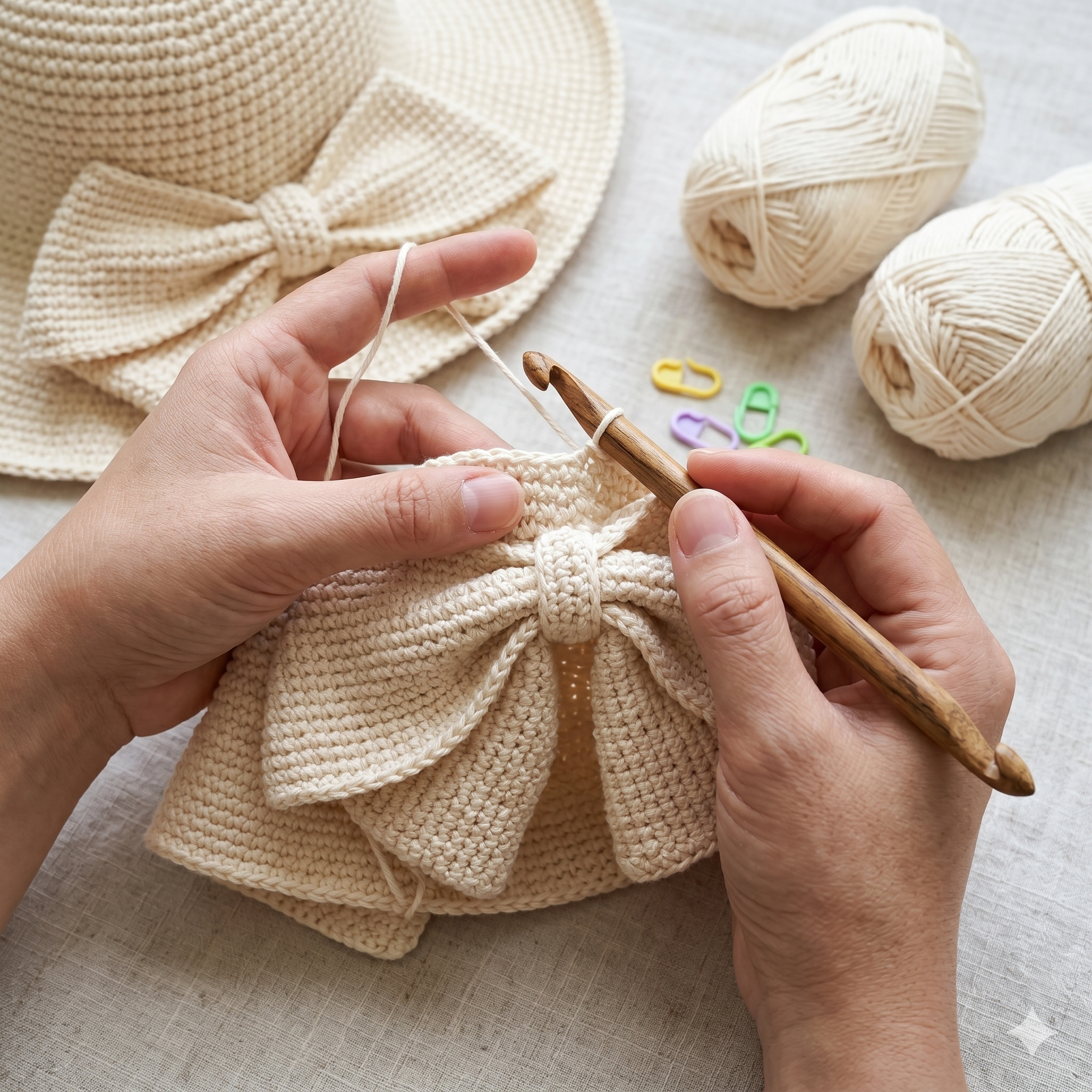 Vintage Bow Hat — Crochet Pattern (PDF) | Summer Sun Hat with Bow