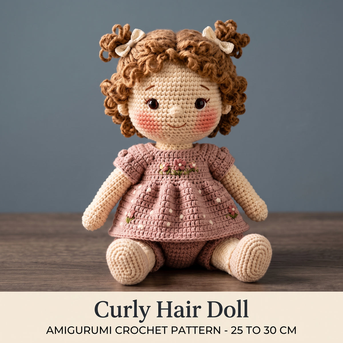 Vintage Doll Crochet Pattern PDF | Amigurumi | Curly Hair & Dress