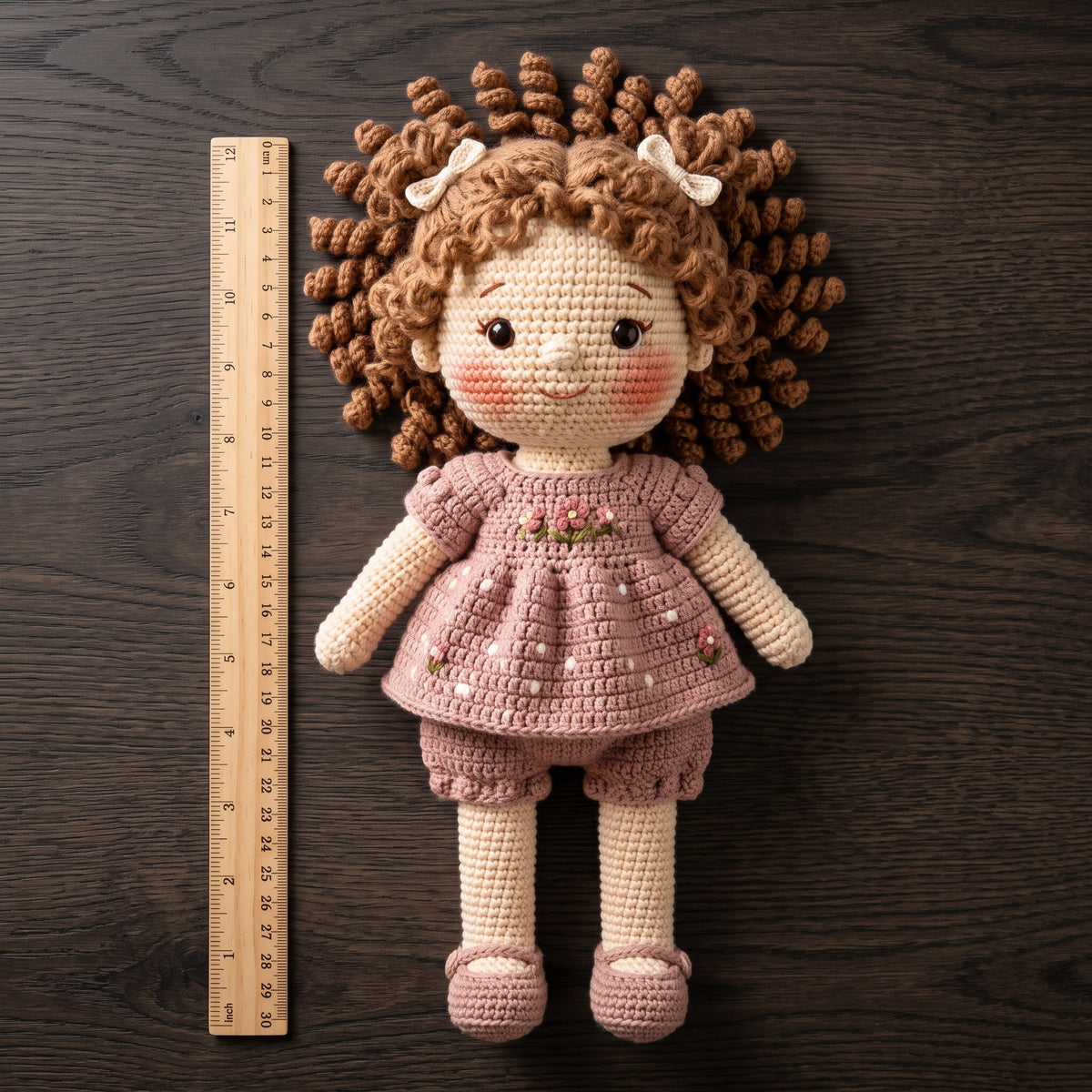 Vintage Doll Crochet Pattern PDF | Amigurumi | Curly Hair & Dress