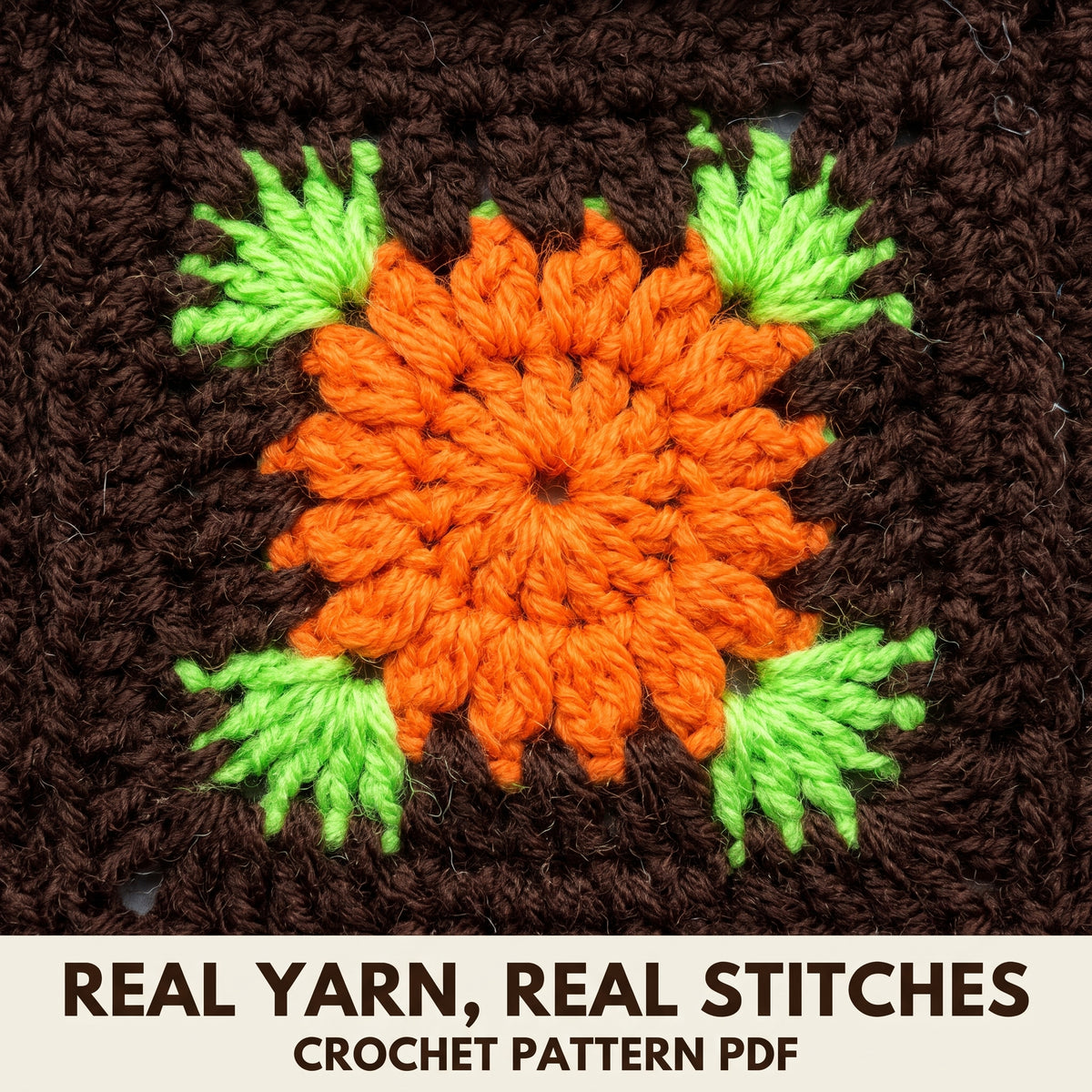 Vintage Granny Square Blanket Crochet Pattern PDF, Orange and Brown Afghan with Scalloped Edge, Full Instructions