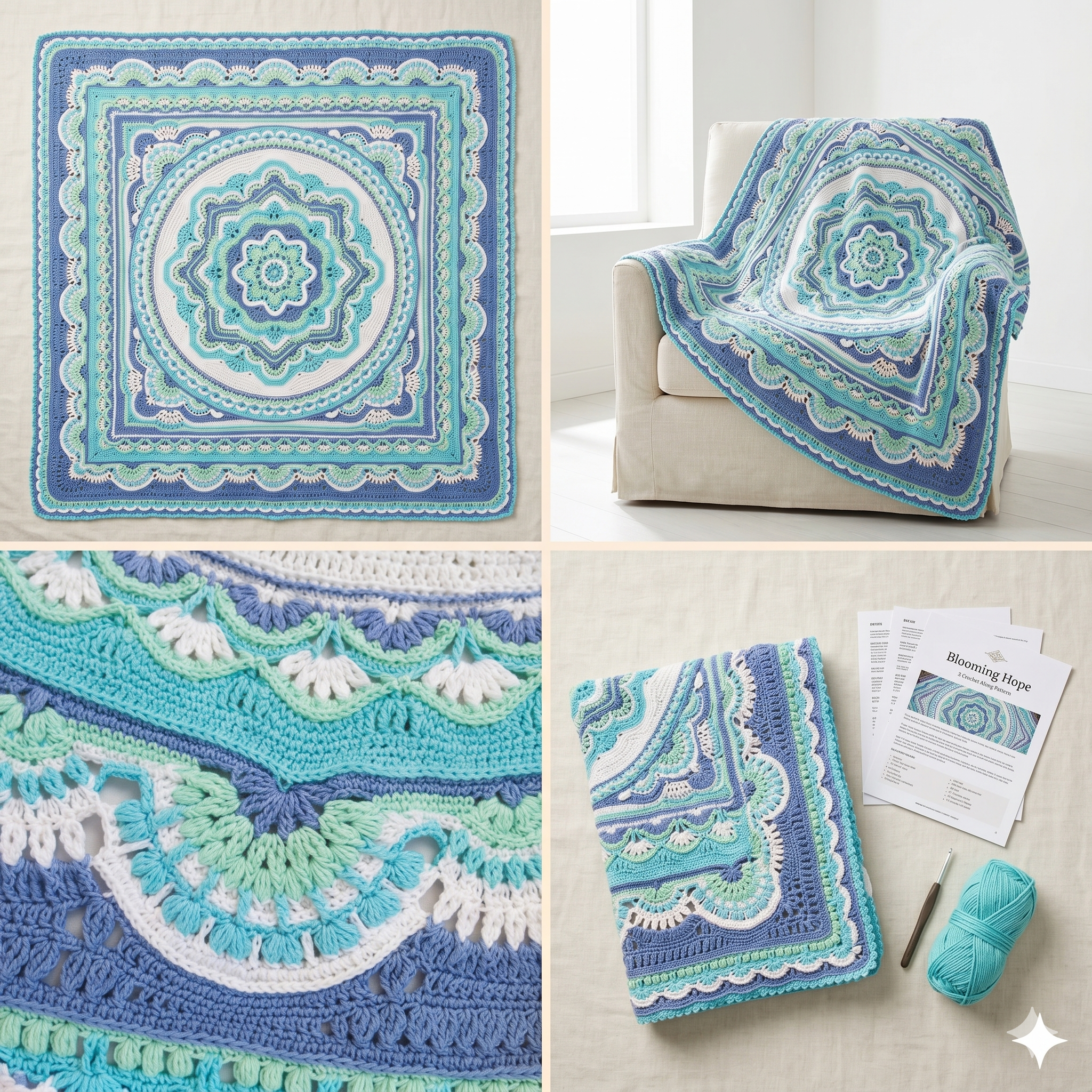 Blooming Hope Crochet Blanket Pattern: Vintage Vibe Photo Tutorial (PDF)