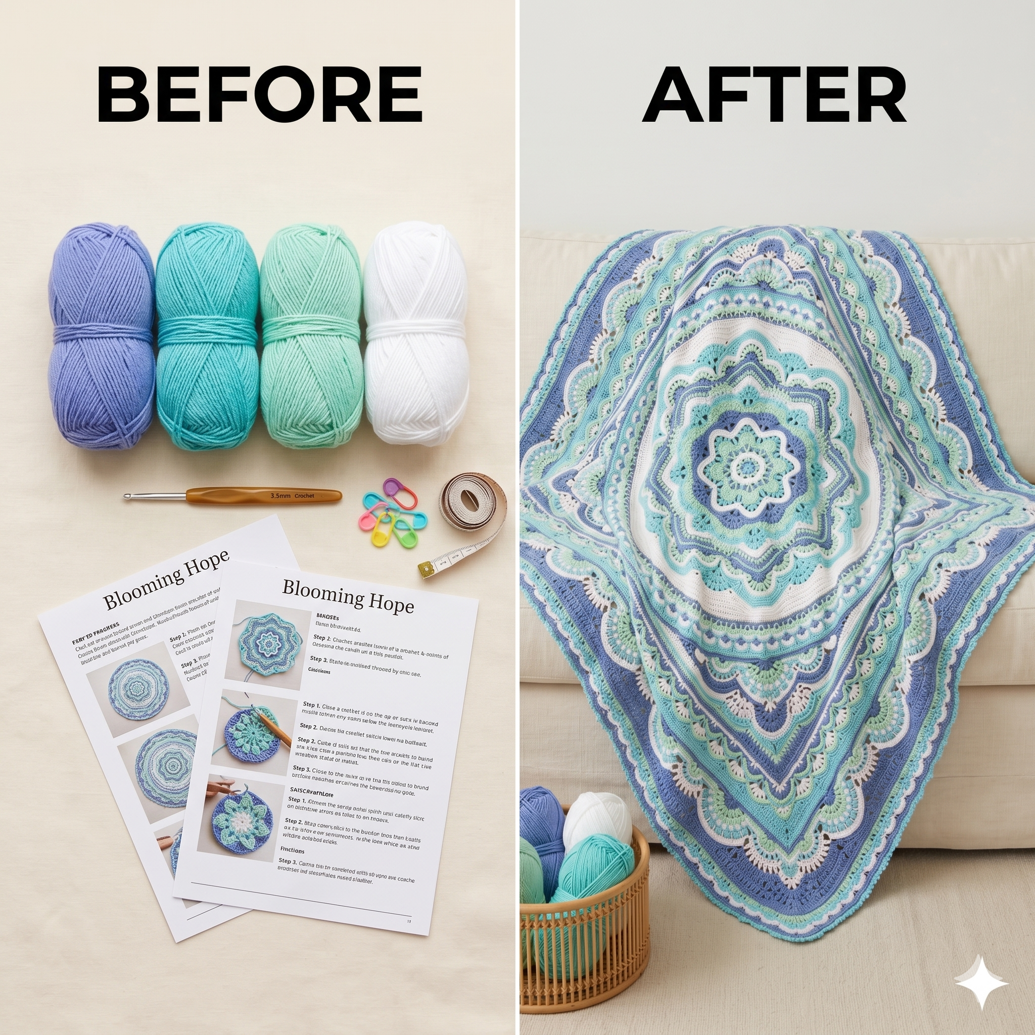 Blooming Hope Crochet Blanket Pattern: Vintage Vibe Photo Tutorial (PDF)