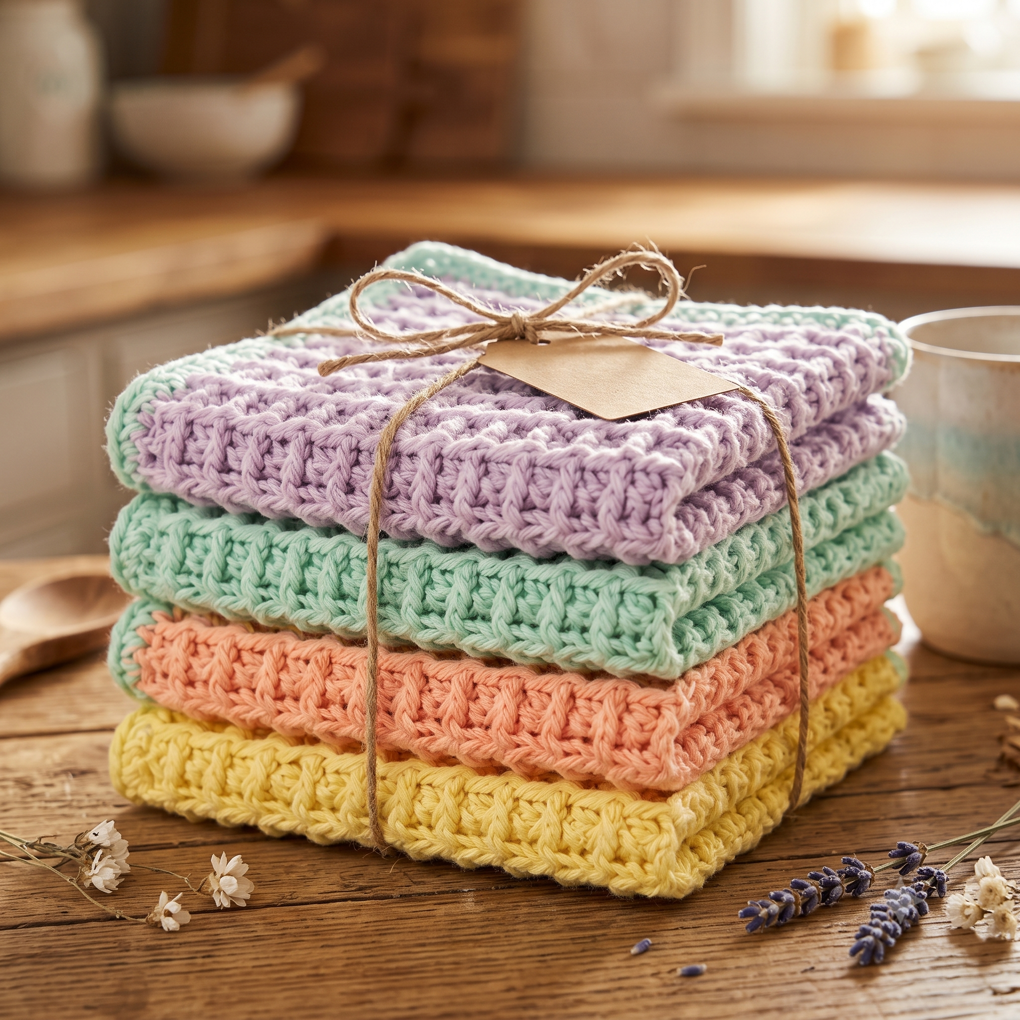 Waffle Stitch Crochet Dishcloth Pattern PDF, Easy Beginner Kitchen Cloth, Textured Washcloth, Reusable Dishcloth, US Terms, Instant Download