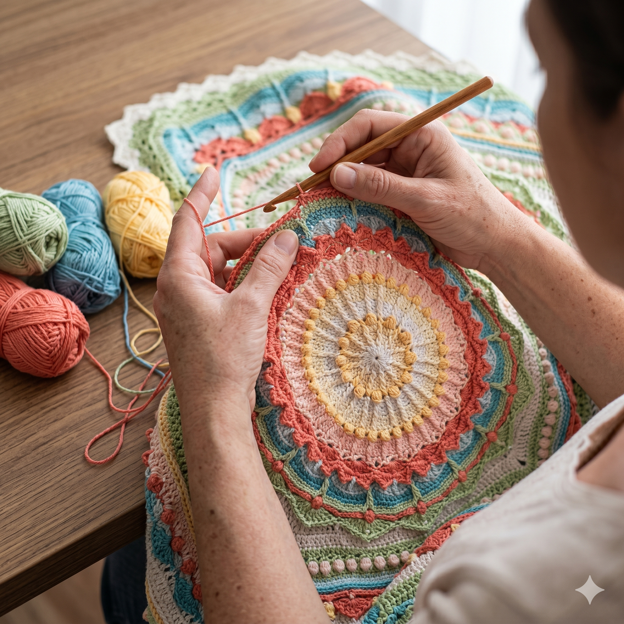 Mandala Blanket Crochet Pattern PDF — Whispers of Color Square Afghan Throw
