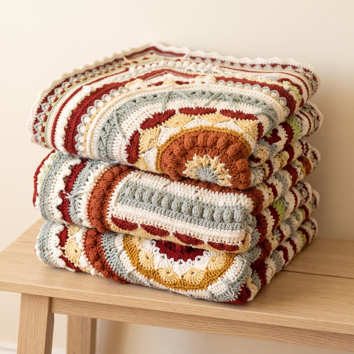 Mandala Square Blanket Crochet Pattern | Textured Round-to-Square Bedspread | Any Size, Any Yarn | US & UK Terms | PDF Download