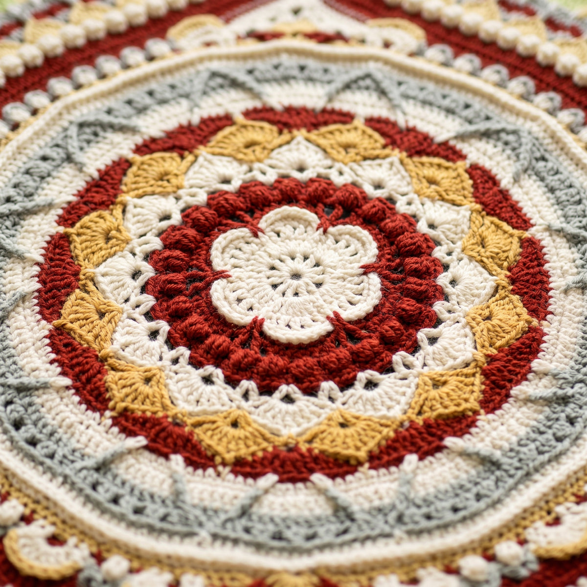 Mandala Square Blanket Crochet Pattern | Textured Round-to-Square Bedspread | Any Size, Any Yarn | US & UK Terms | PDF Download