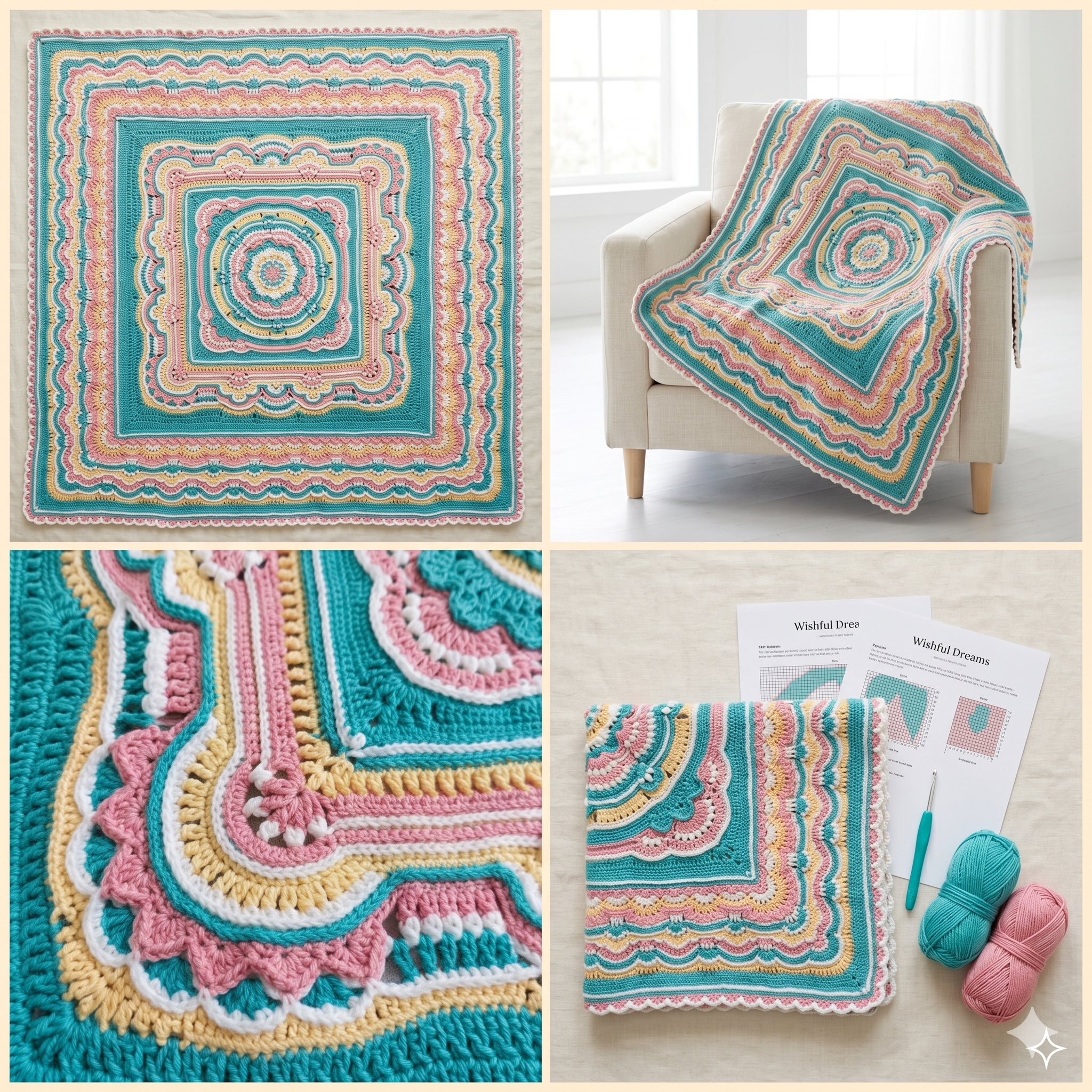 Wishful Dreams Crochet Blanket Pattern: Vintage Vibe Photo Tutorial (PDF)