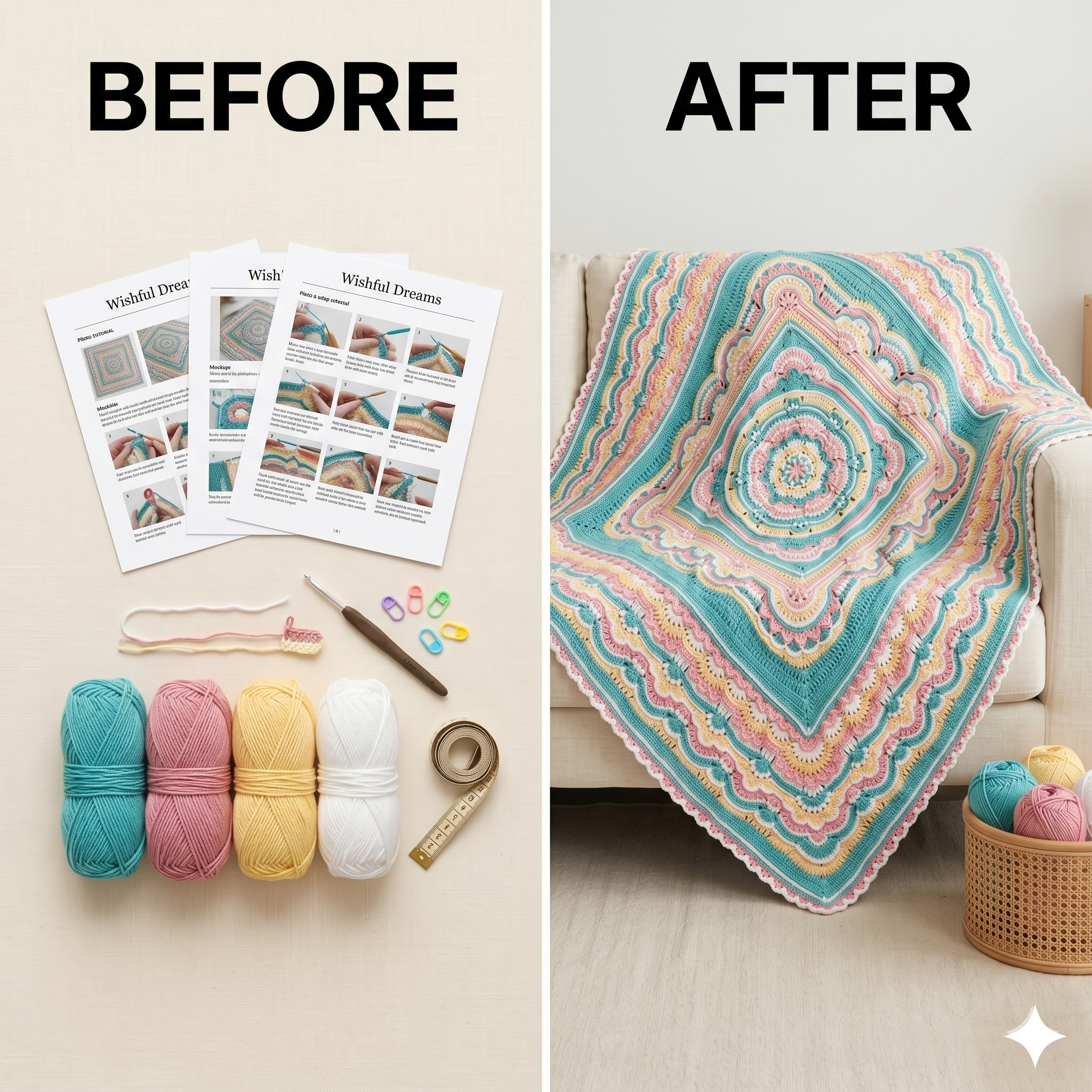 Wishful Dreams Crochet Blanket Pattern: Vintage Vibe Photo Tutorial (PDF)