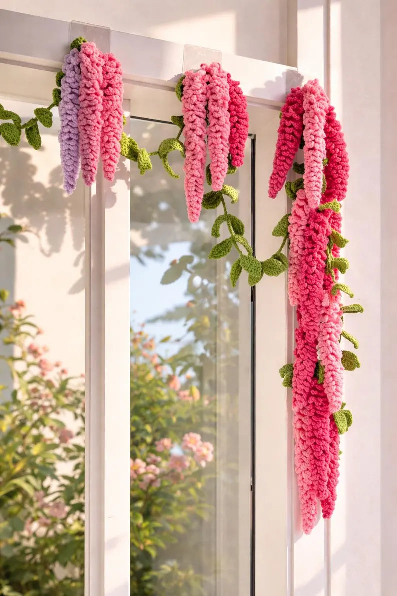 Wisteria Garland Crochet Pattern, DIY Amigurumi Hanging Flower Vine PDF, Beginner Friendly (Digital Download)