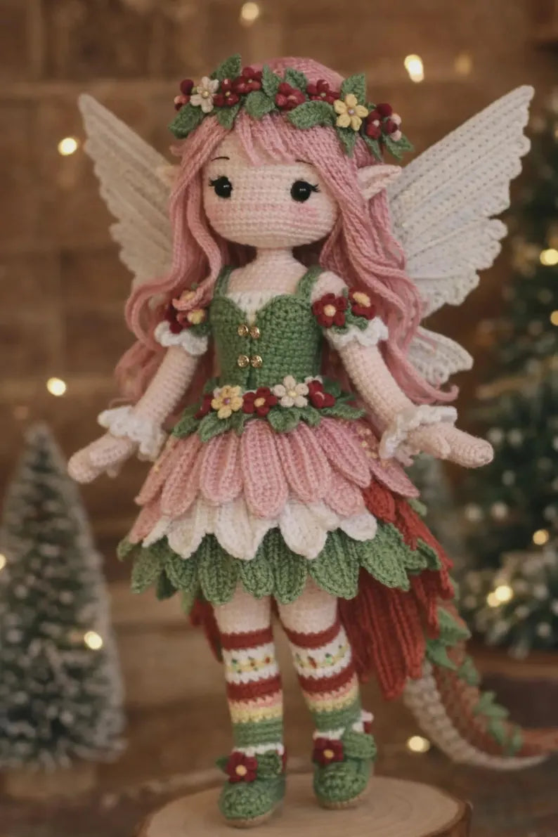 Woodland Fairy Dragon Doll Crochet Pattern PDF, Amigurumi Fantasy Doll Pattern, Flower Fairy Toy, Handmade Crochet Doll Tutorial