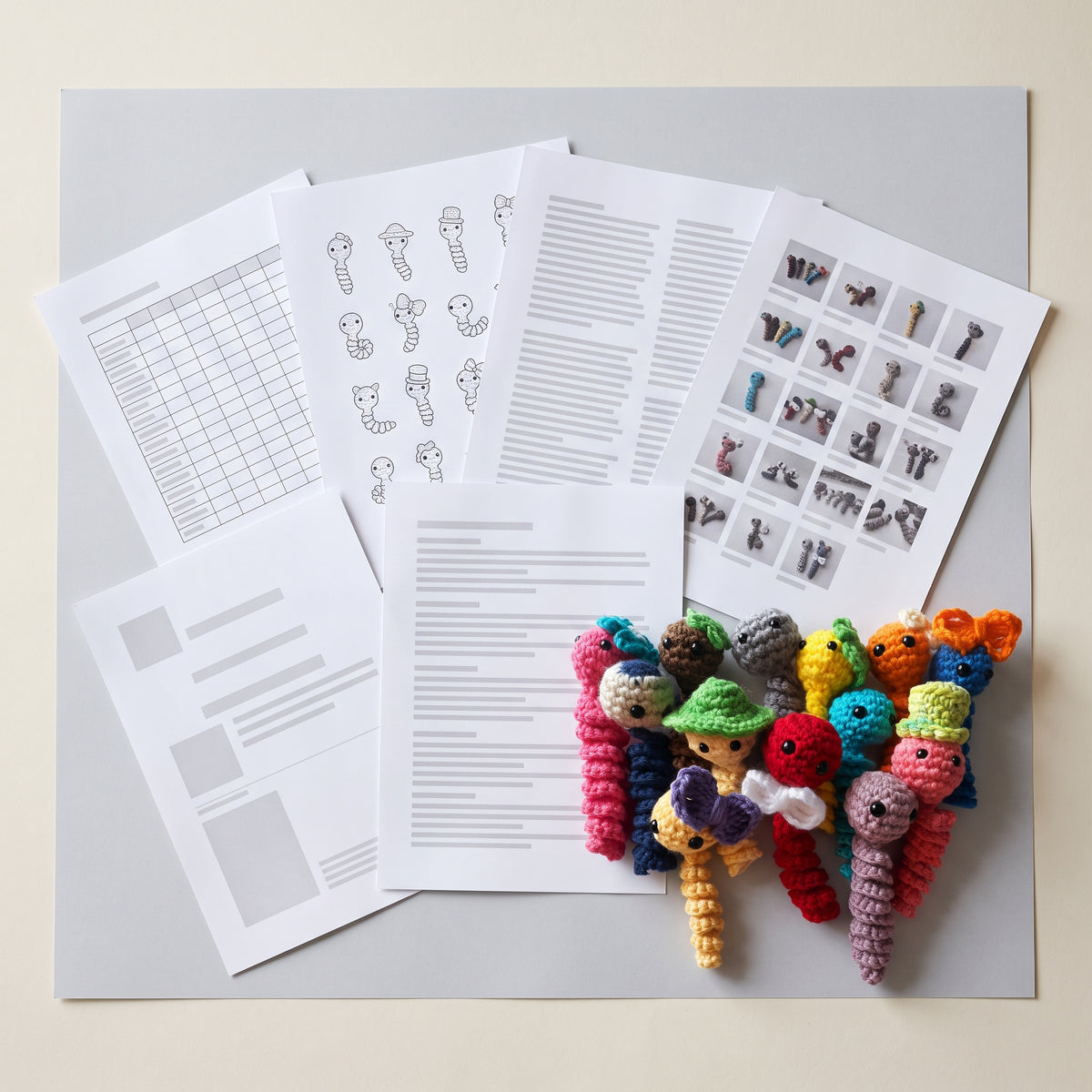 Worry Worm Crochet Pattern PDF, Pocket Hug Amigurumi with Hats and Bows, Quick Stash Buster, Easy Gift