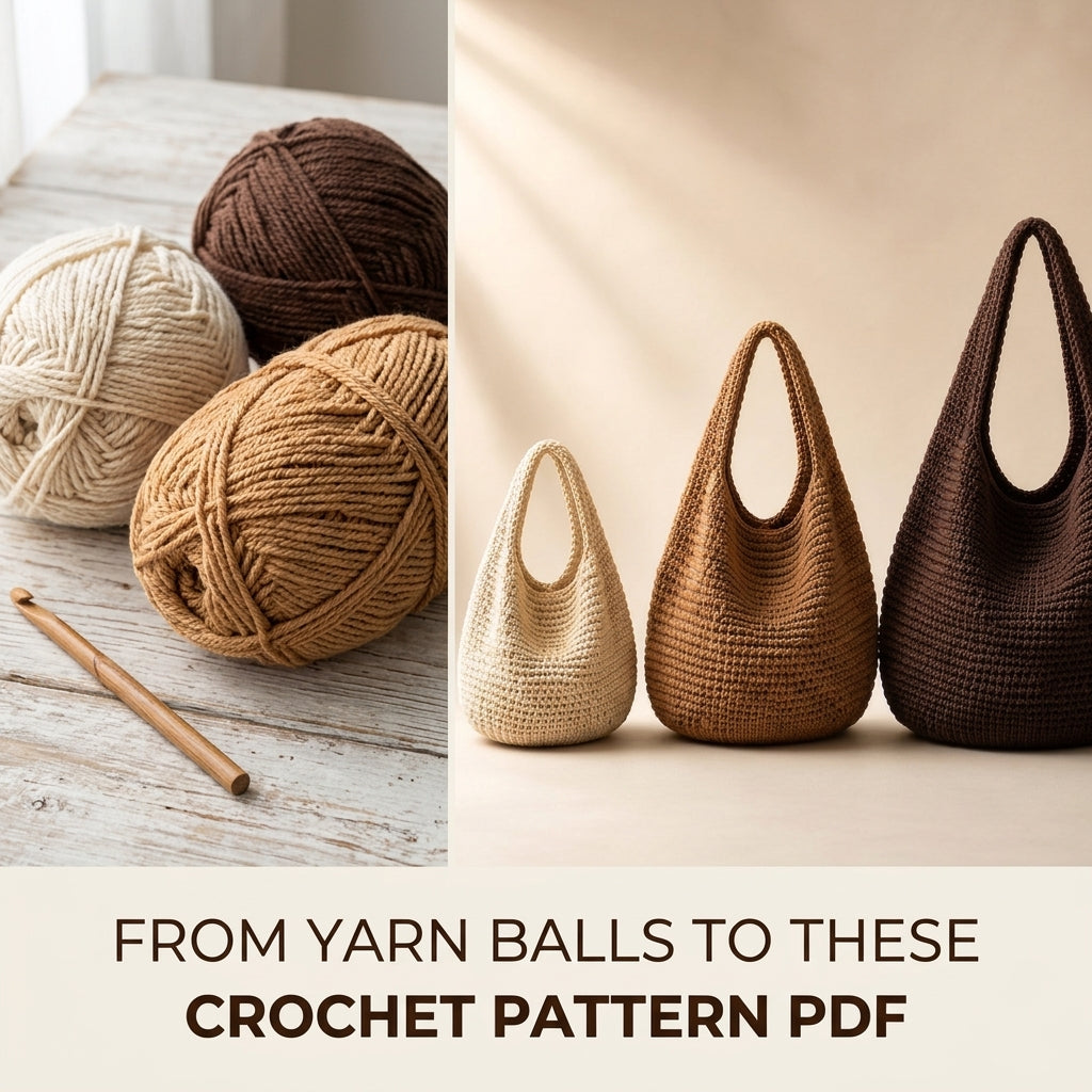 Slouchy Hobo Bag Crochet Pattern PDF - Teardrop Shoulder Bag