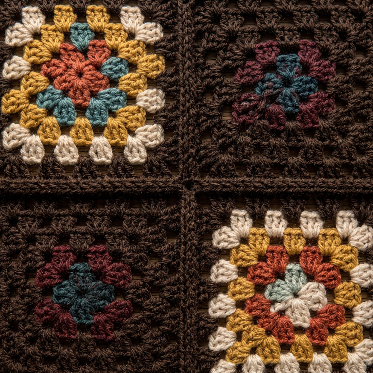 Granny Square Blanket Crochet Pattern PDF, Vintage Flower Afghan
