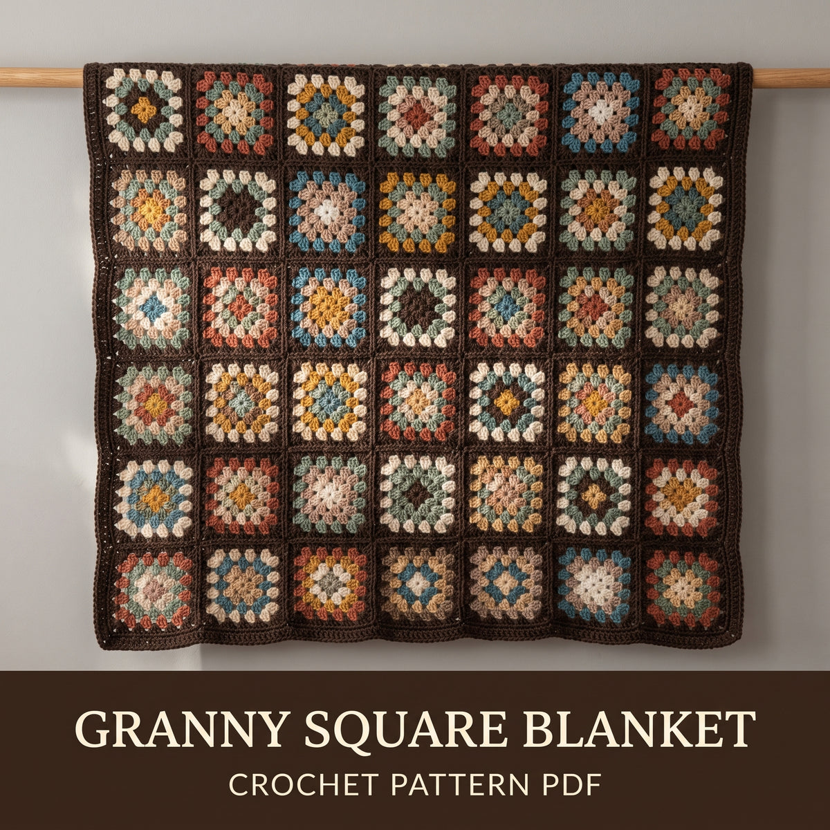 Granny Square Blanket Crochet Pattern PDF, Vintage Flower Afghan