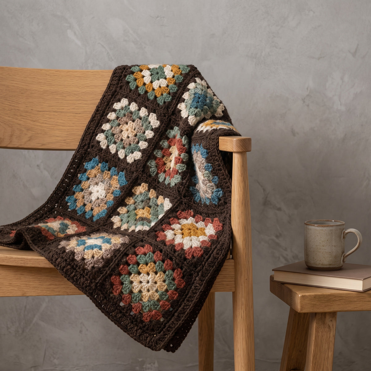 Granny Square Blanket Crochet Pattern PDF, Vintage Flower Afghan