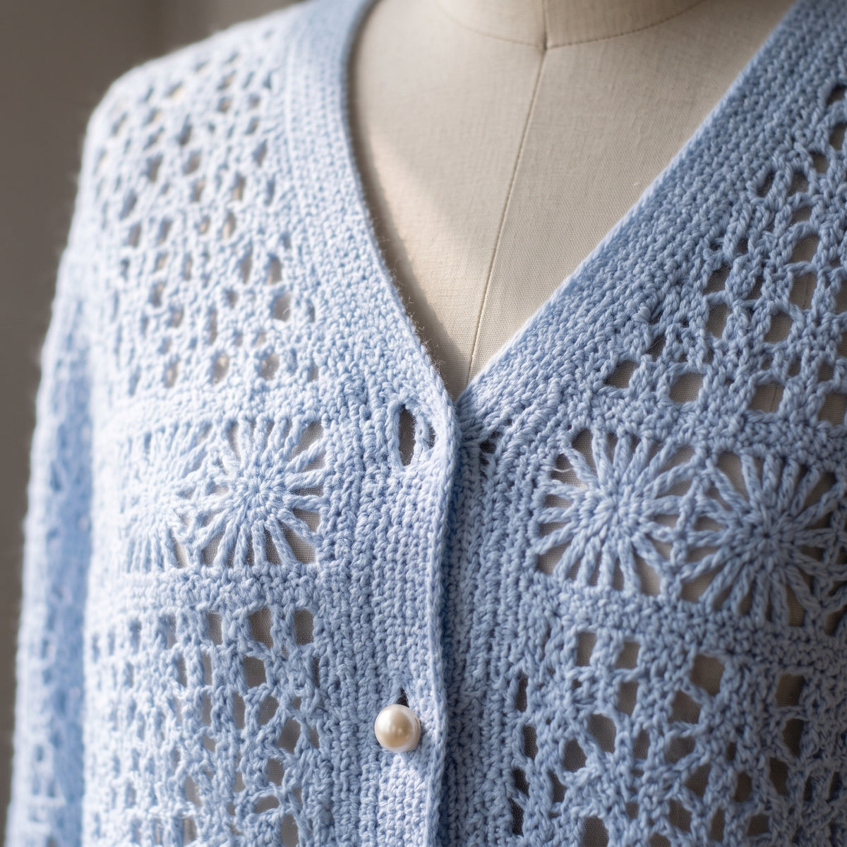 Lace Cardigan Crochet Pattern PDF, Sizes S to 2XL, Button Front