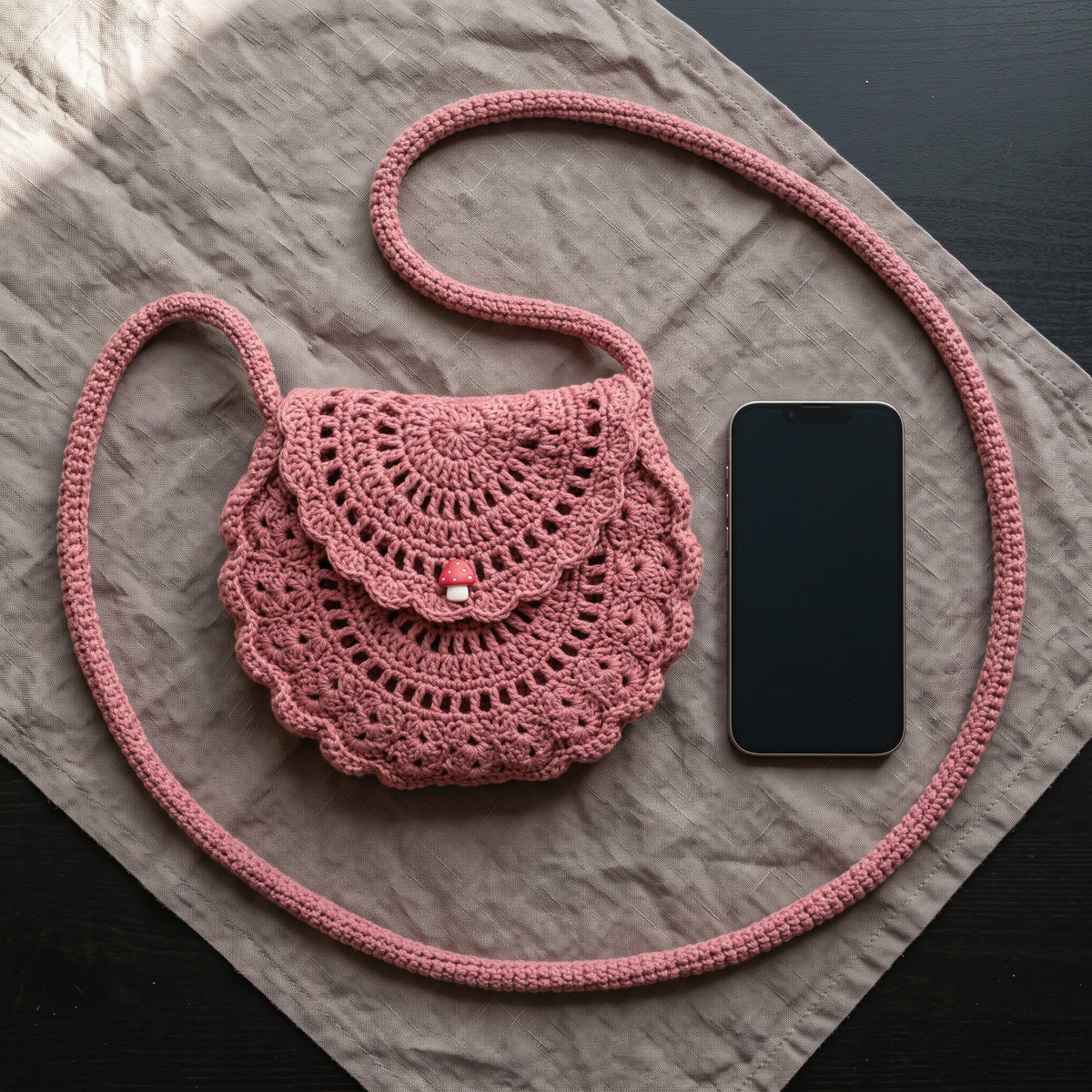 Crochet Crossbody Bag Pattern PDF | Round Mandala Purse with Shell Edging, US Terms | Instant PDF
