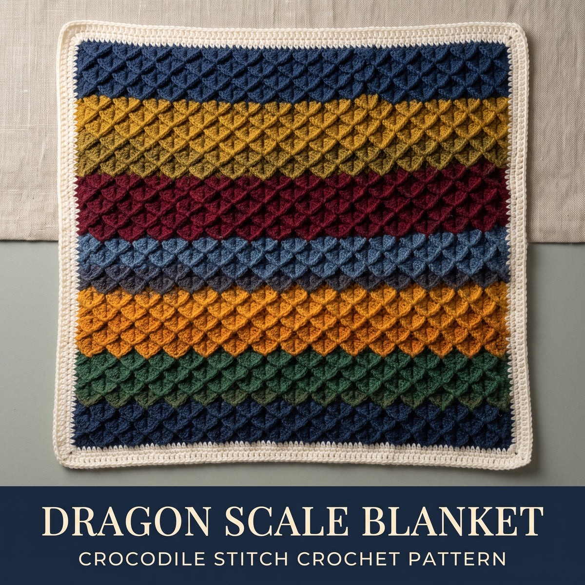 Crocodile Stitch Blanket Crochet Pattern PDF, Dragon Scale Afghan