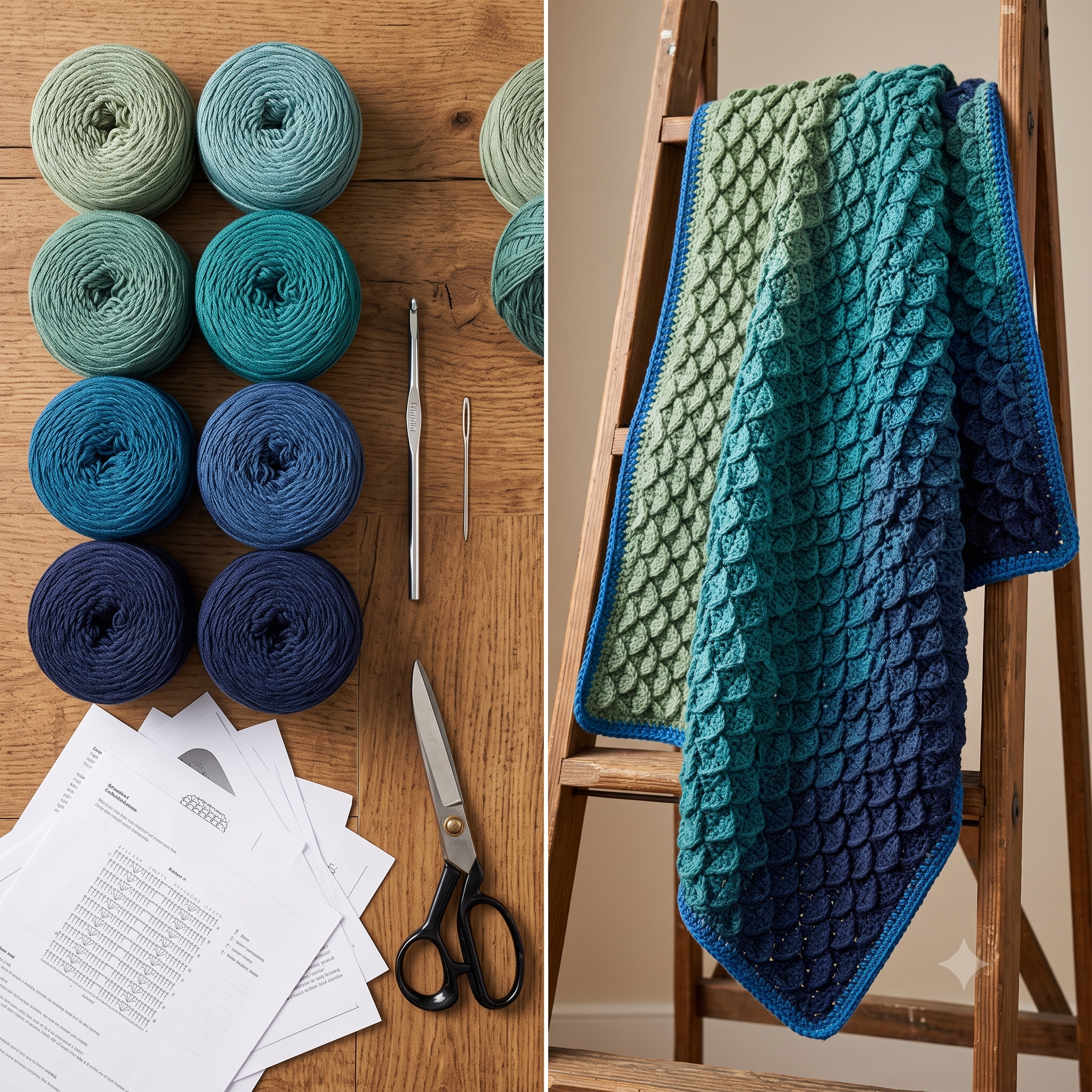 Dragon Scales Crochet Blanket Pattern PDF, Easy Textured Afghan, Dragon Scale Stitch Throw, English US Terms, Instant Download