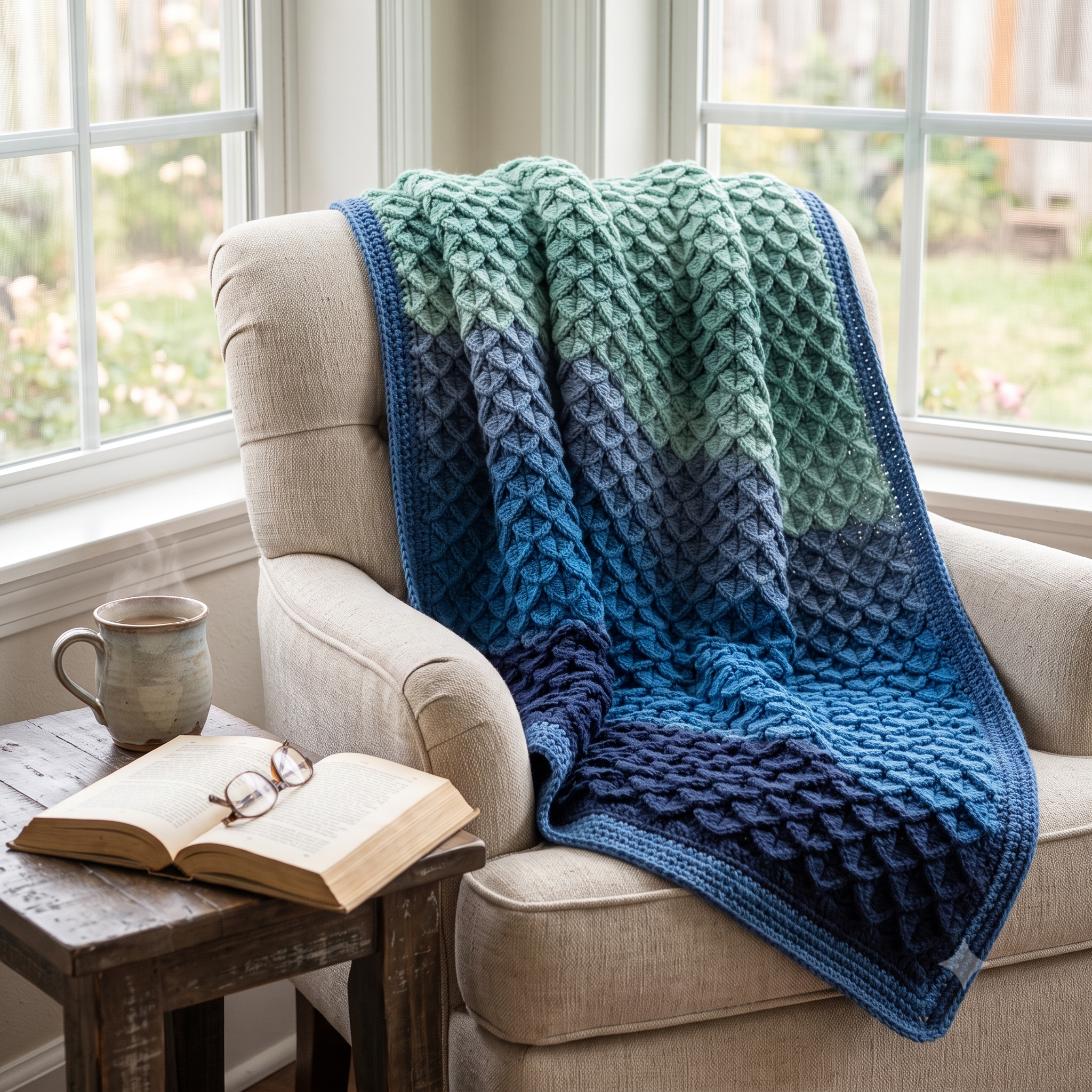 Dragon Scales Crochet Blanket Pattern PDF, Easy Textured Afghan, Dragon Scale Stitch Throw, English US Terms, Instant Download