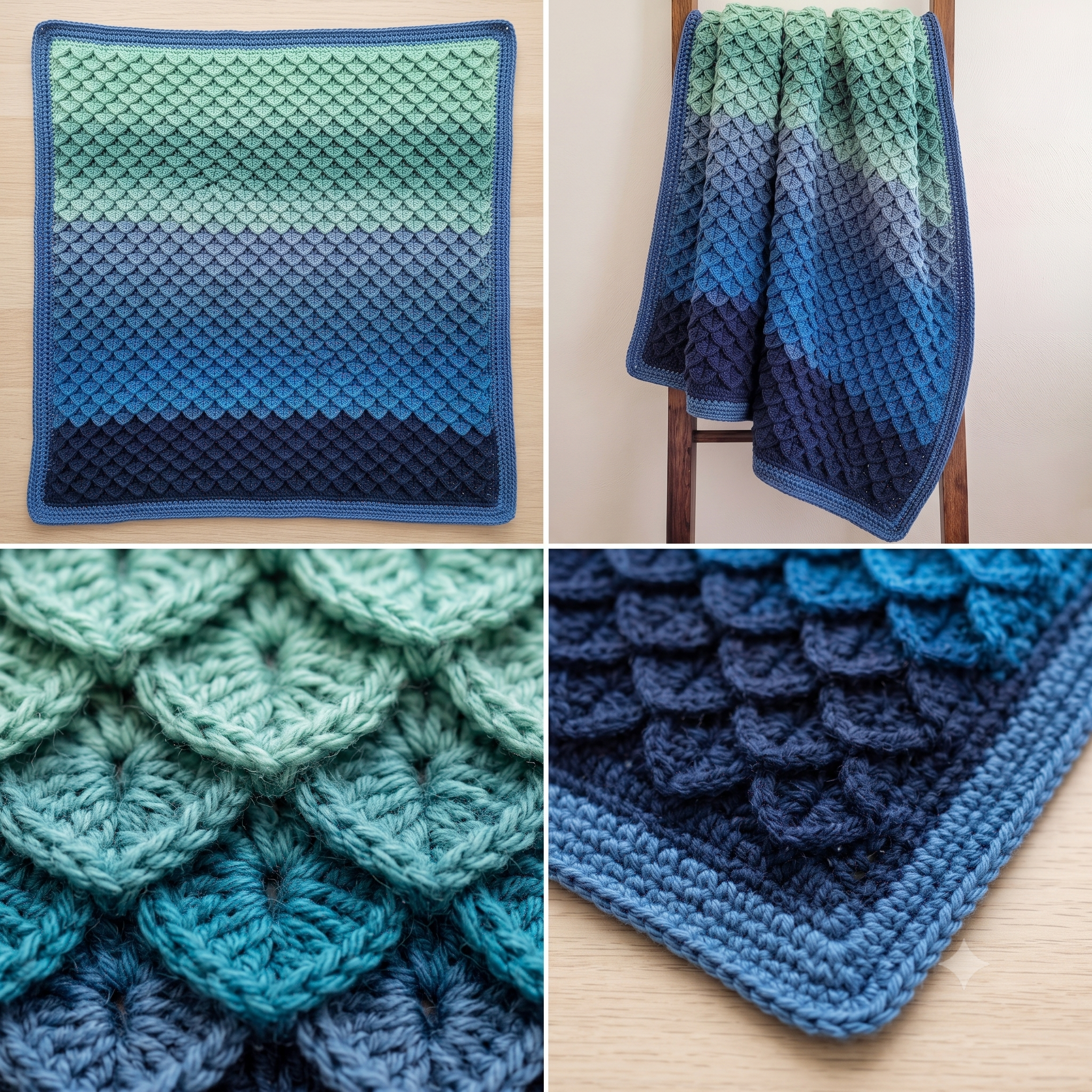 Dragon Scales Crochet Blanket Pattern PDF, Easy Textured Afghan, Dragon Scale Stitch Throw, English US Terms, Instant Download