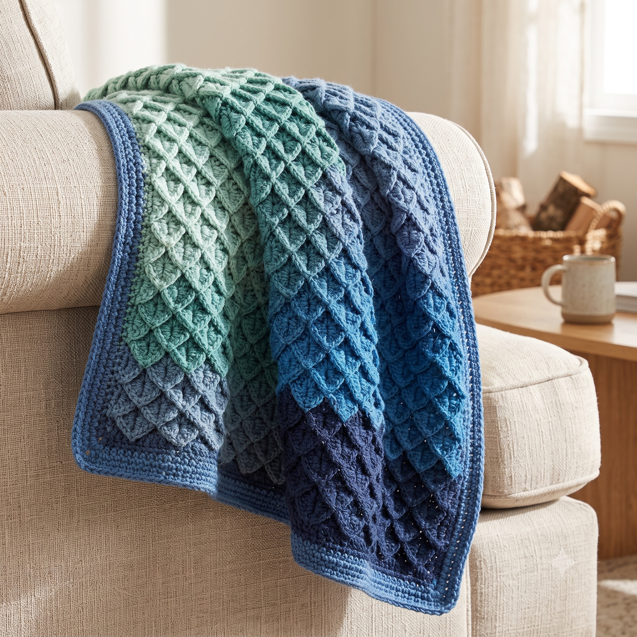 Dragon Scales Crochet Blanket Pattern PDF, Easy Textured Afghan, Dragon Scale Stitch Throw, English US Terms, Instant Download