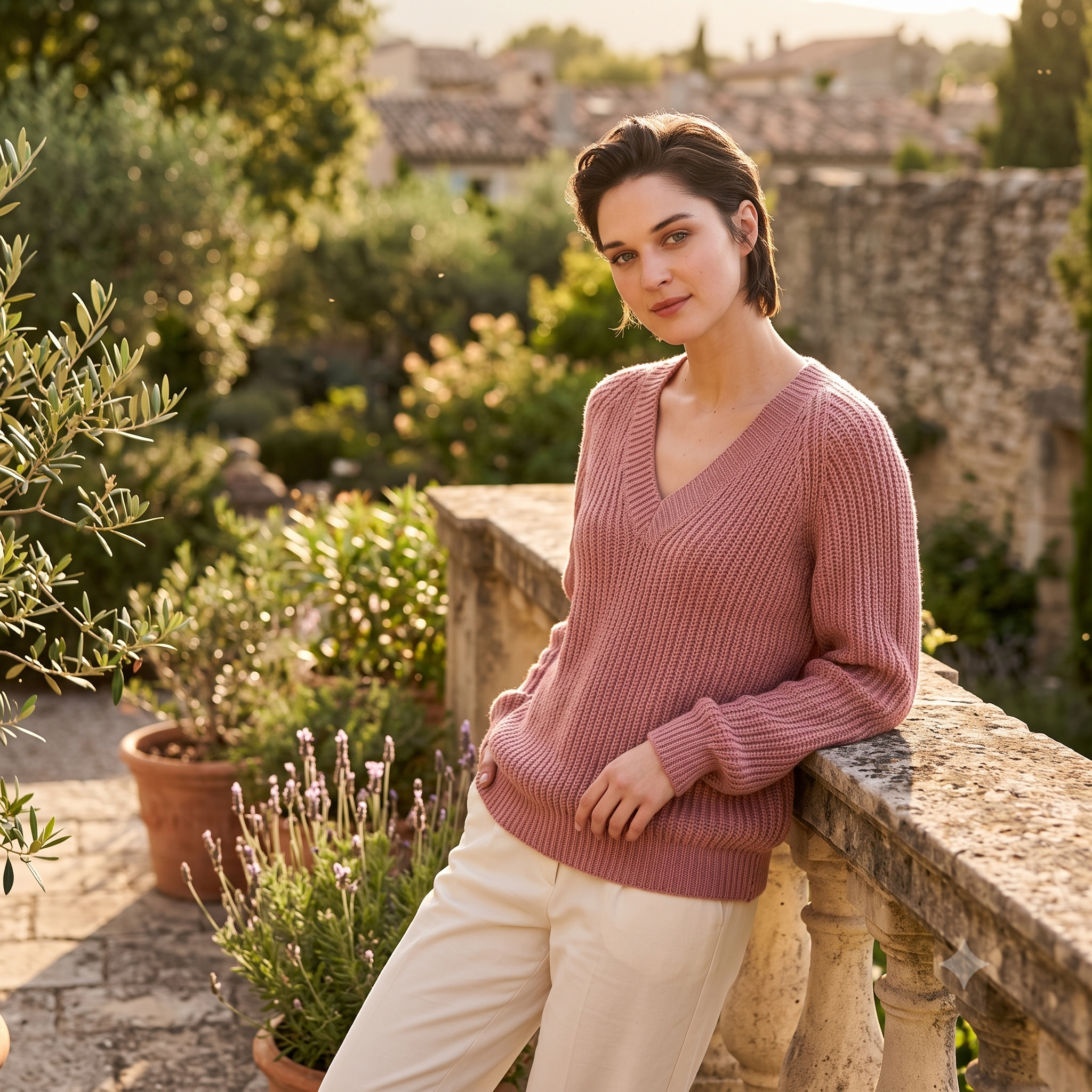 V-Neck Sweater Knitting Pattern – PDF Ribbed Pullover Pattern – 5 Sizes 34/36 to 50/52 – Fisherman's Rib V-Neck Jumper – Instant Download