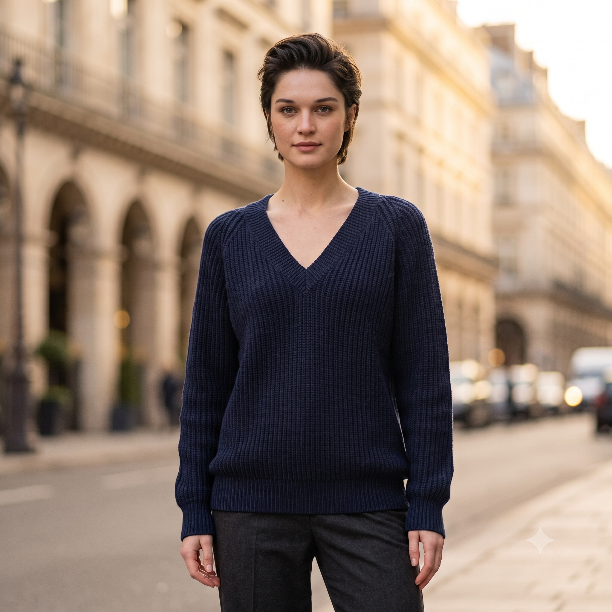 V-Neck Sweater Knitting Pattern – PDF Ribbed Pullover Pattern – 5 Sizes 34/36 to 50/52 – Fisherman's Rib V-Neck Jumper – Instant Download